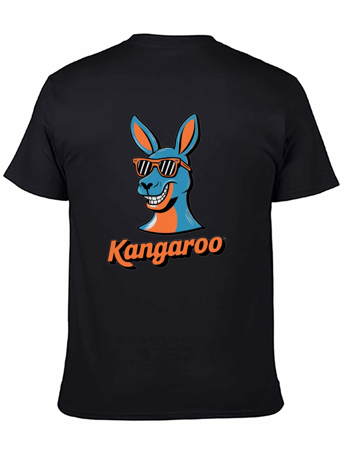 Black Cool Kangaroo Graphic Tee - Black Cotton T-Shirt view 4