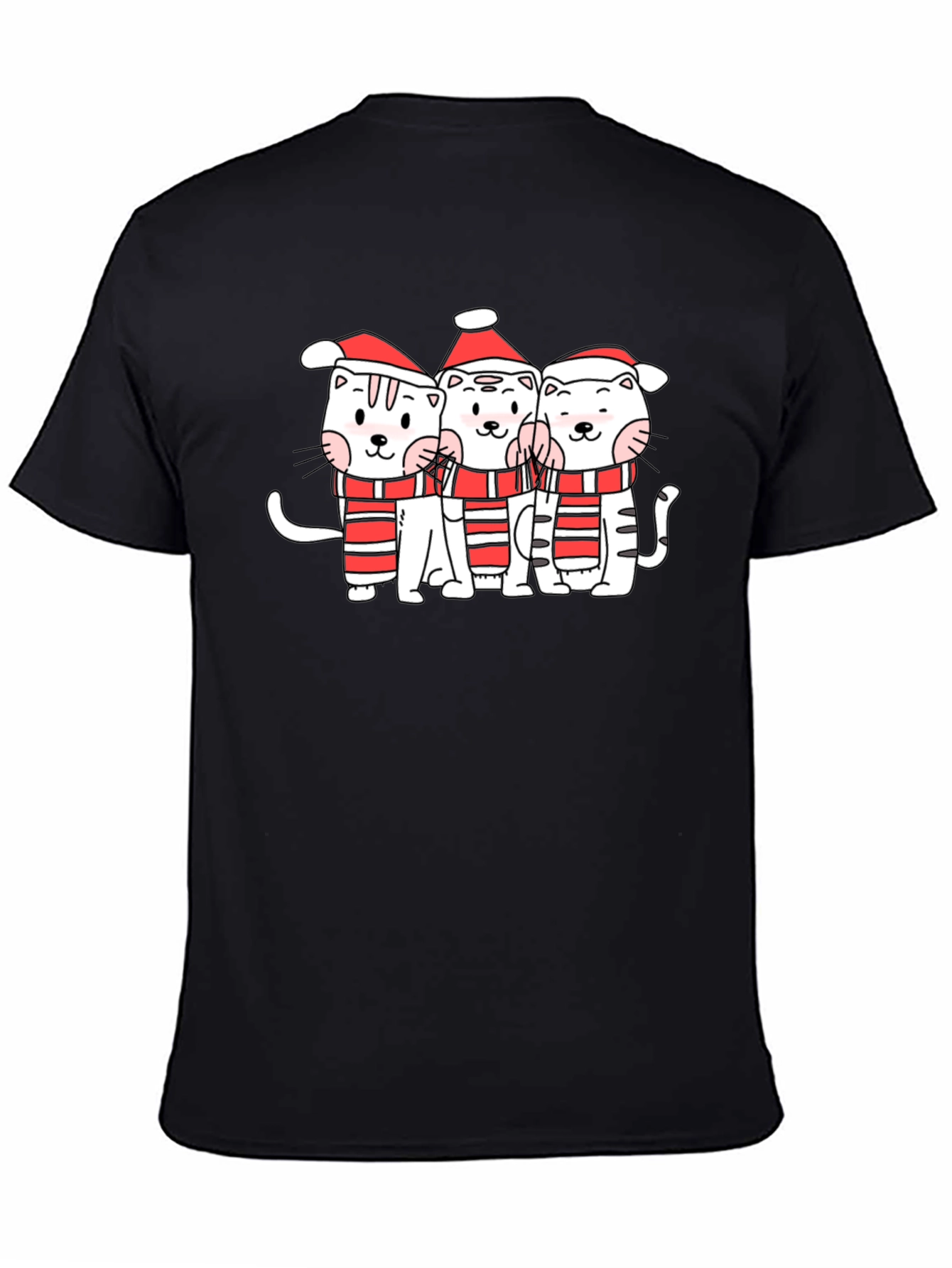Black Festive Kitty Crew T-Shirt - Holiday Cheer view 4