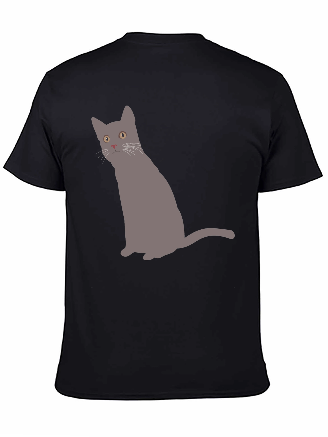 Black Gray Cat Graphic Black T-Shirt view 4