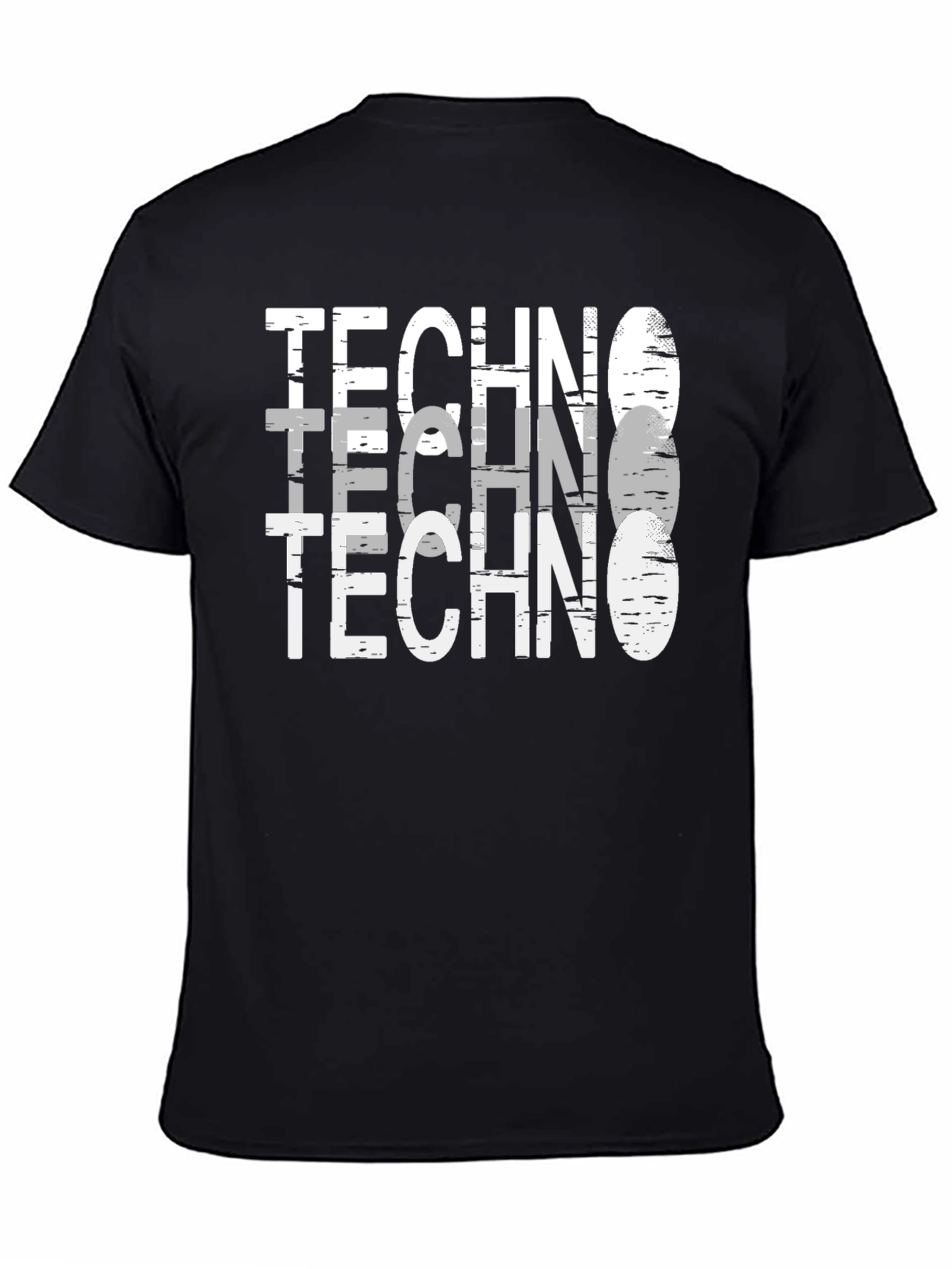 Black Techno Graphic Print Men's Black T-Shirt view 4