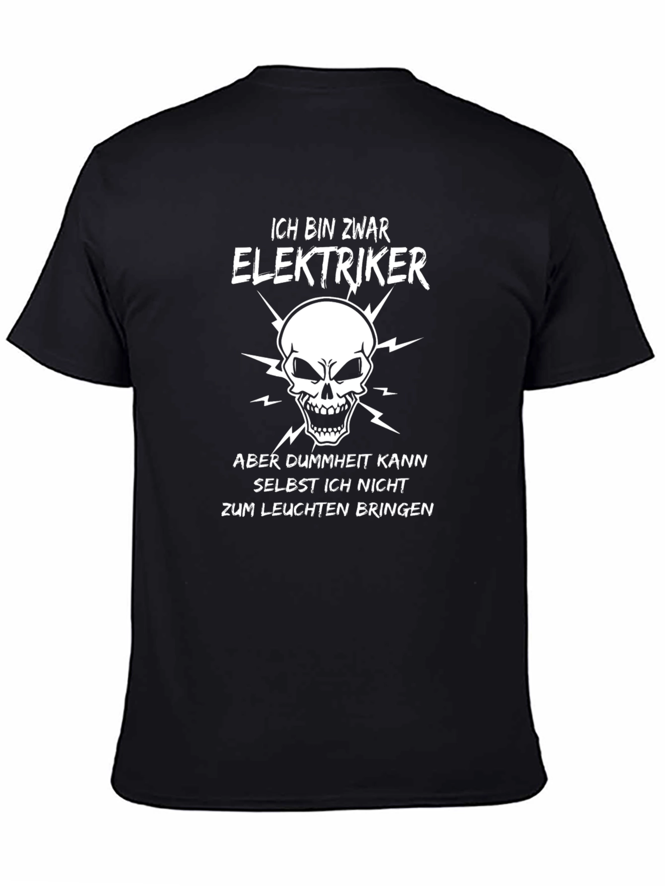 Black Electrician Skull Graphic T-Shirt - Humorous Slogan Tee view 4