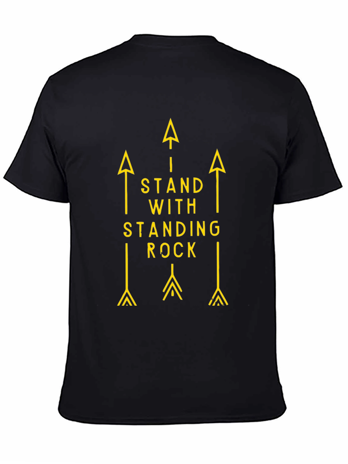 Black Stand with Standing Rock Tee - Black Cotton Arrow Graphic T-Shirt view 4