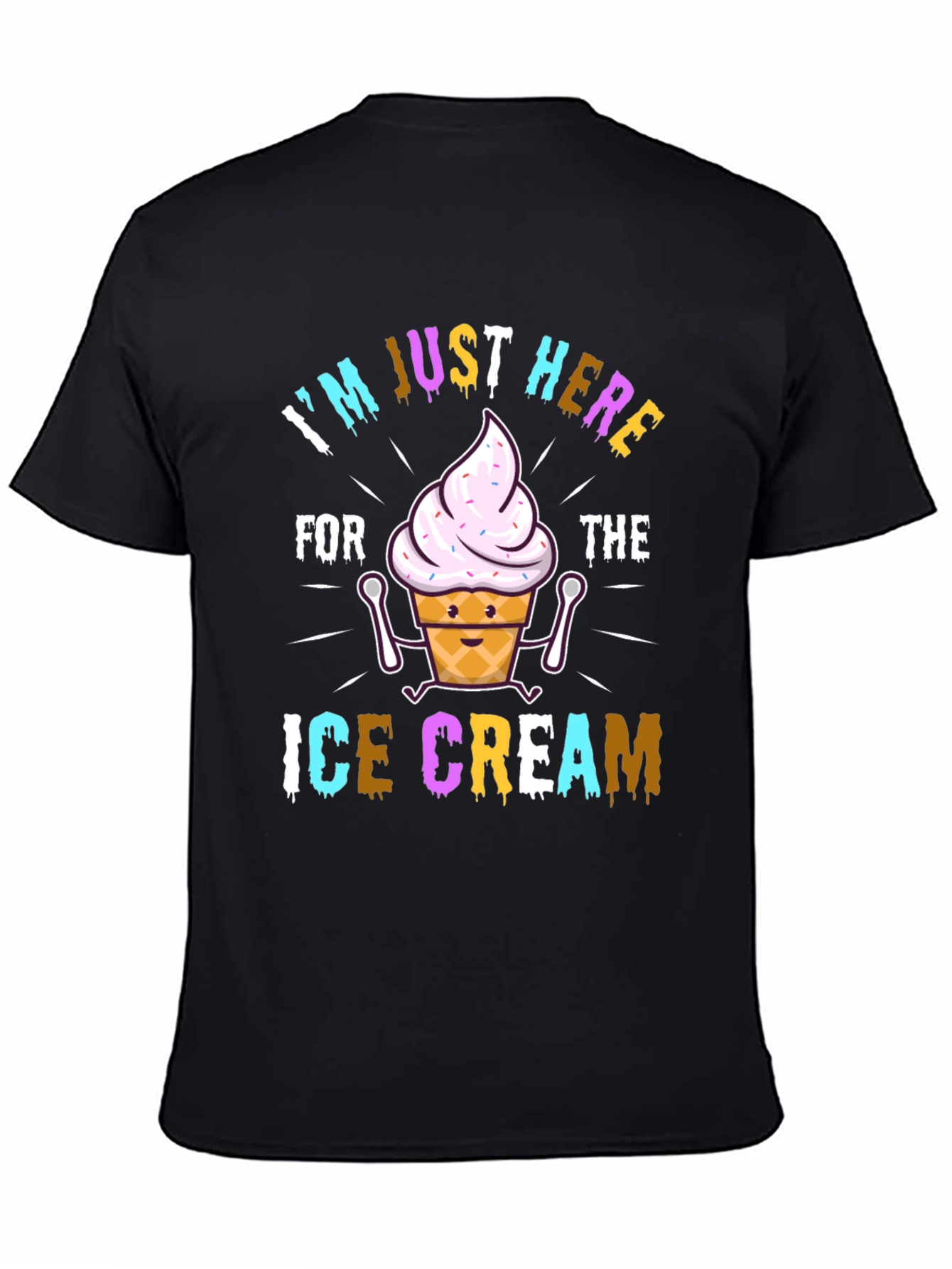 Black I'm Just Here For The Ice Cream Graphic T-Shirt view 4