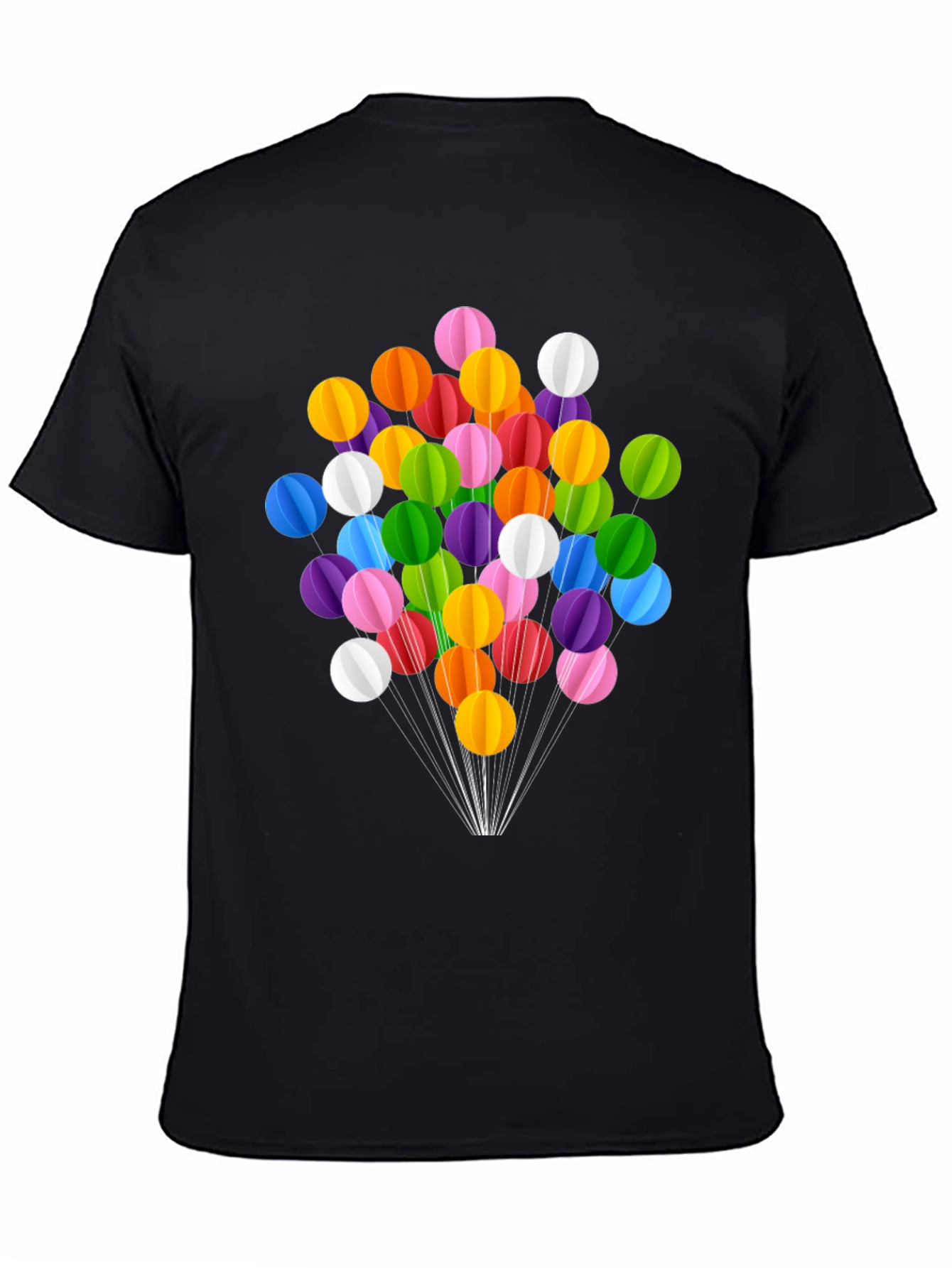 Black Colorful Balloon Graphic Black T-Shirt view 4