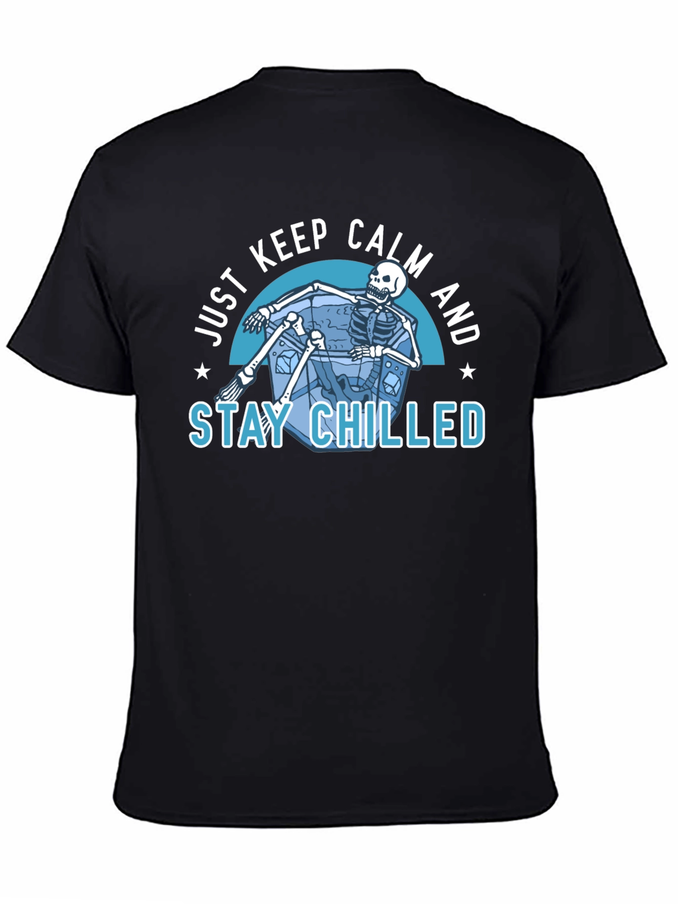 Black Just Keep Calm & Stay Chilled Skeleton T-Shirt view 4