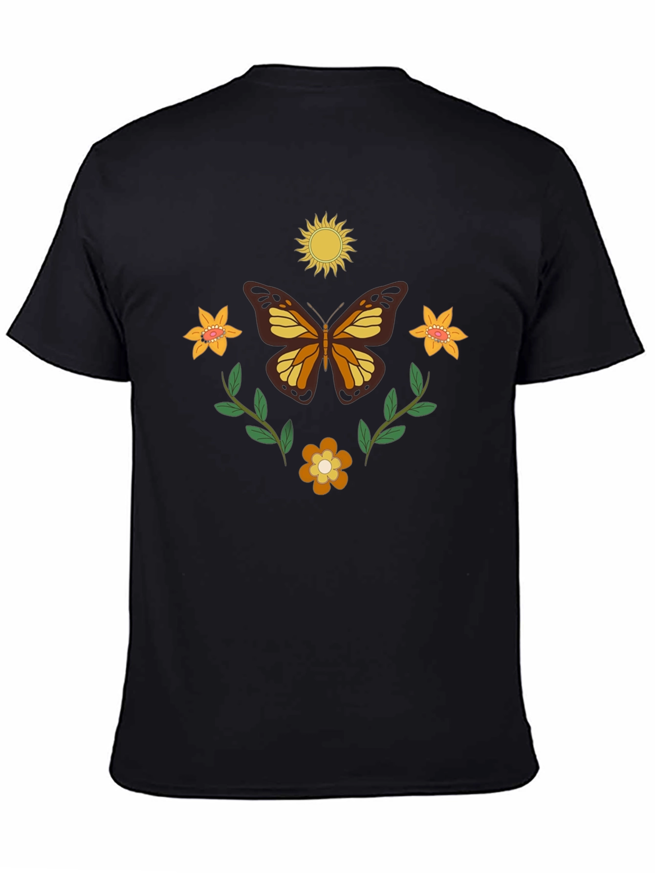 Black Butterfly Floral Graphic Tee view 4