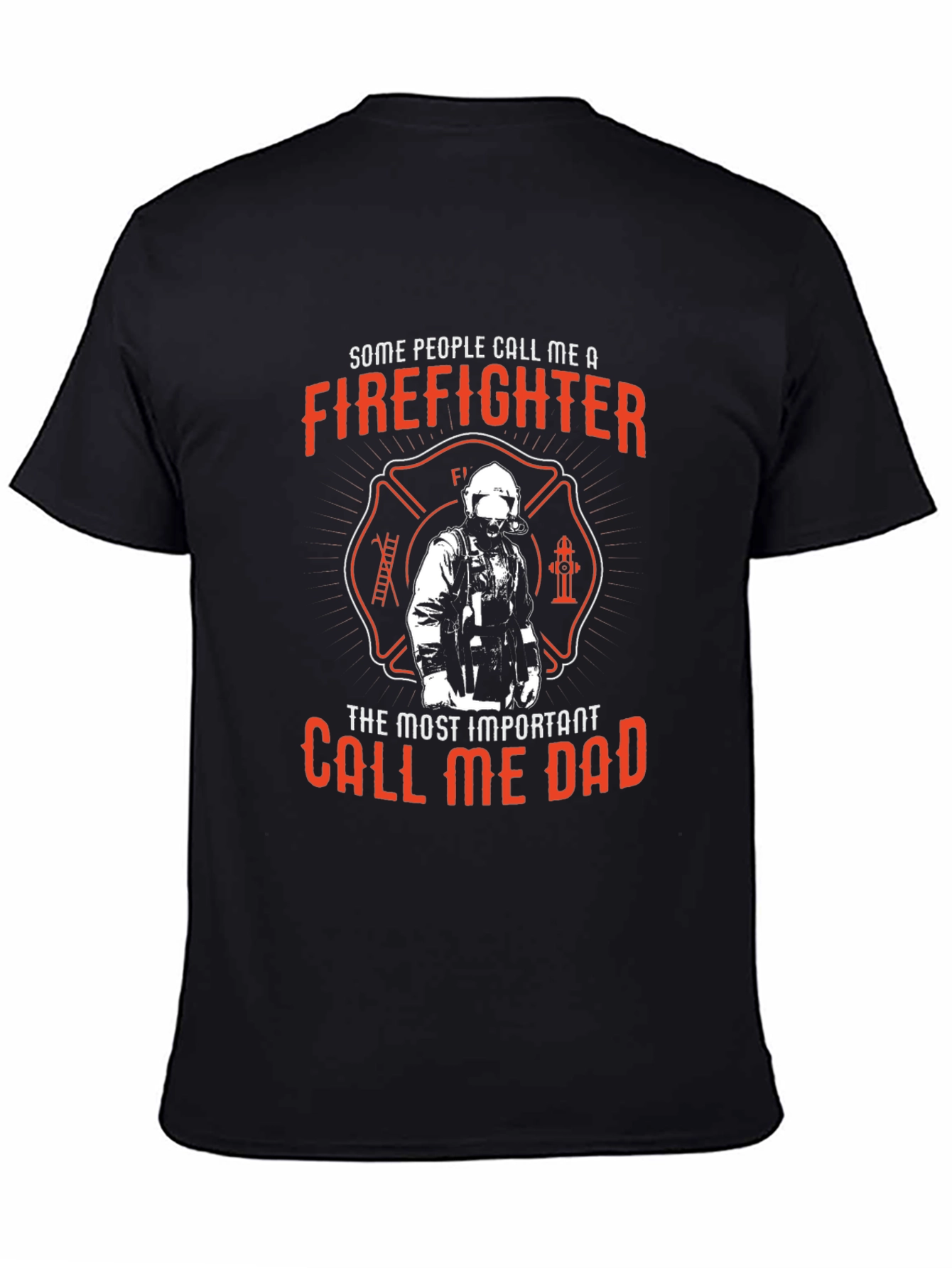 Black Firefighter Dad T-Shirt view 4