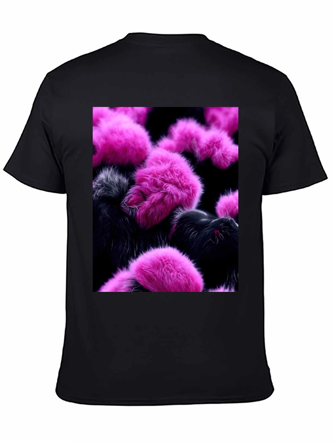 Black Fluffy Pink and Black T-Shirt view 4