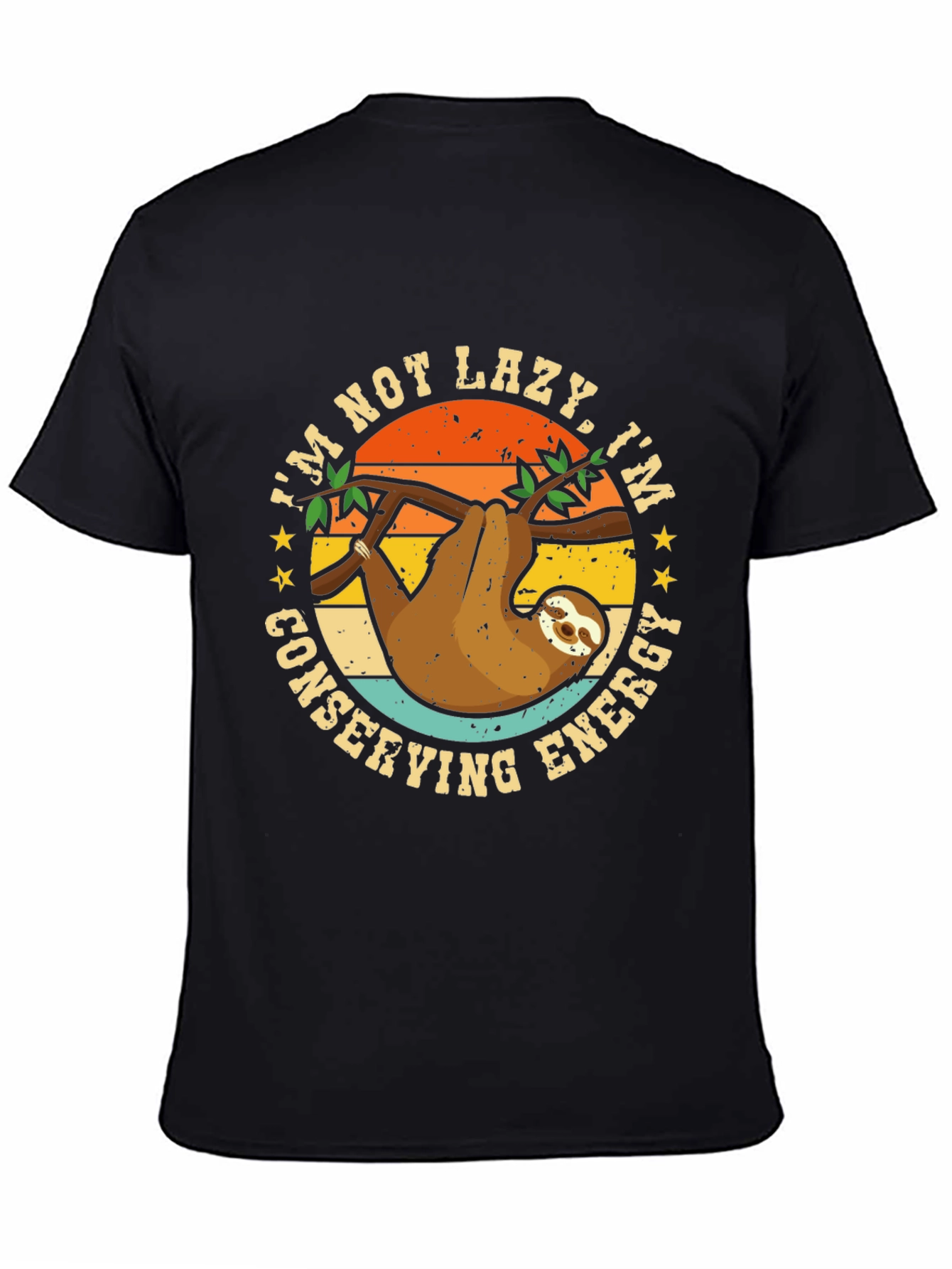 Black I'm Not Lazy Sloth Graphic Tee view 4