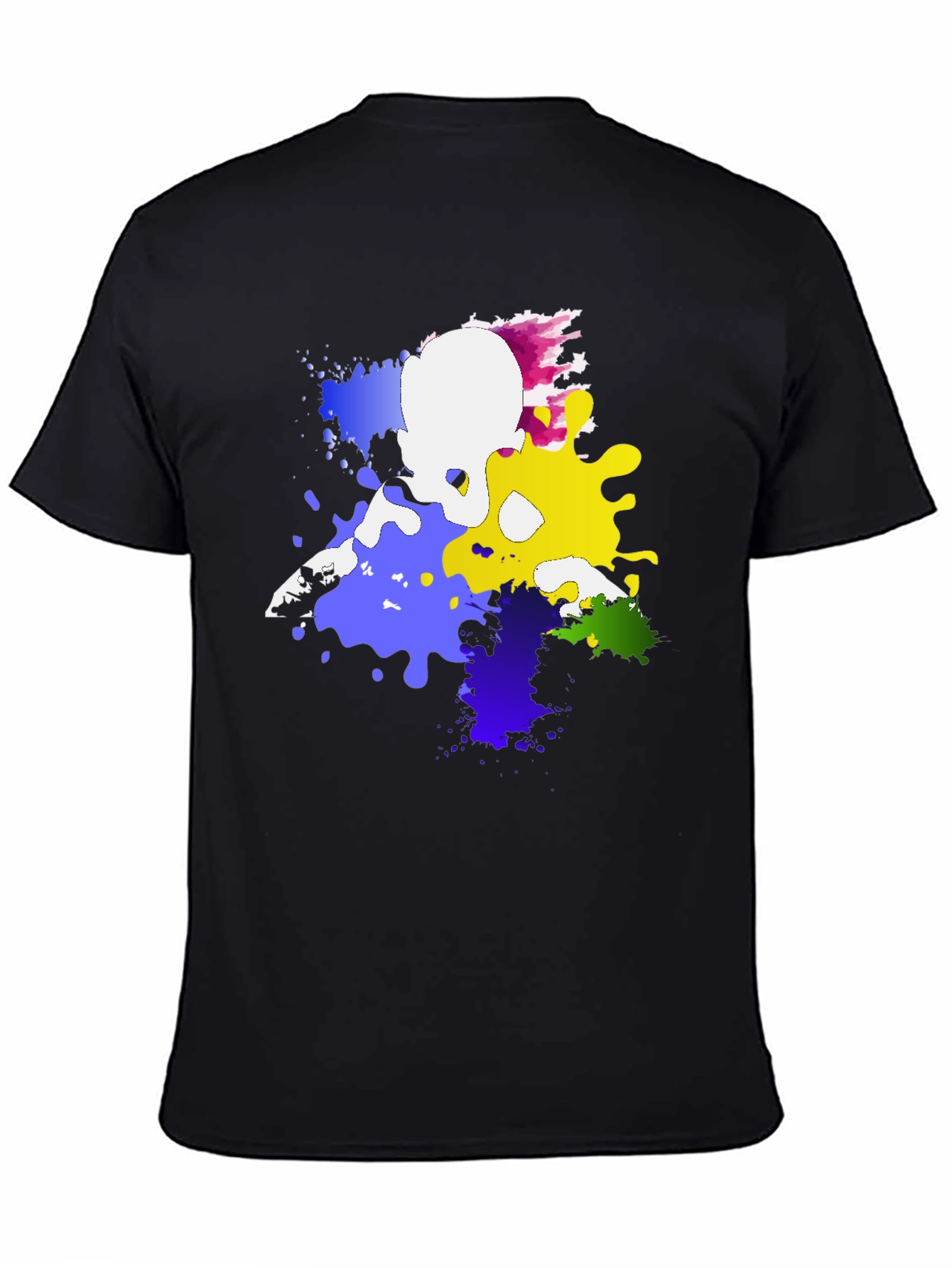 Black Abstract Paint Splatter Graphic Tee - Black view 4