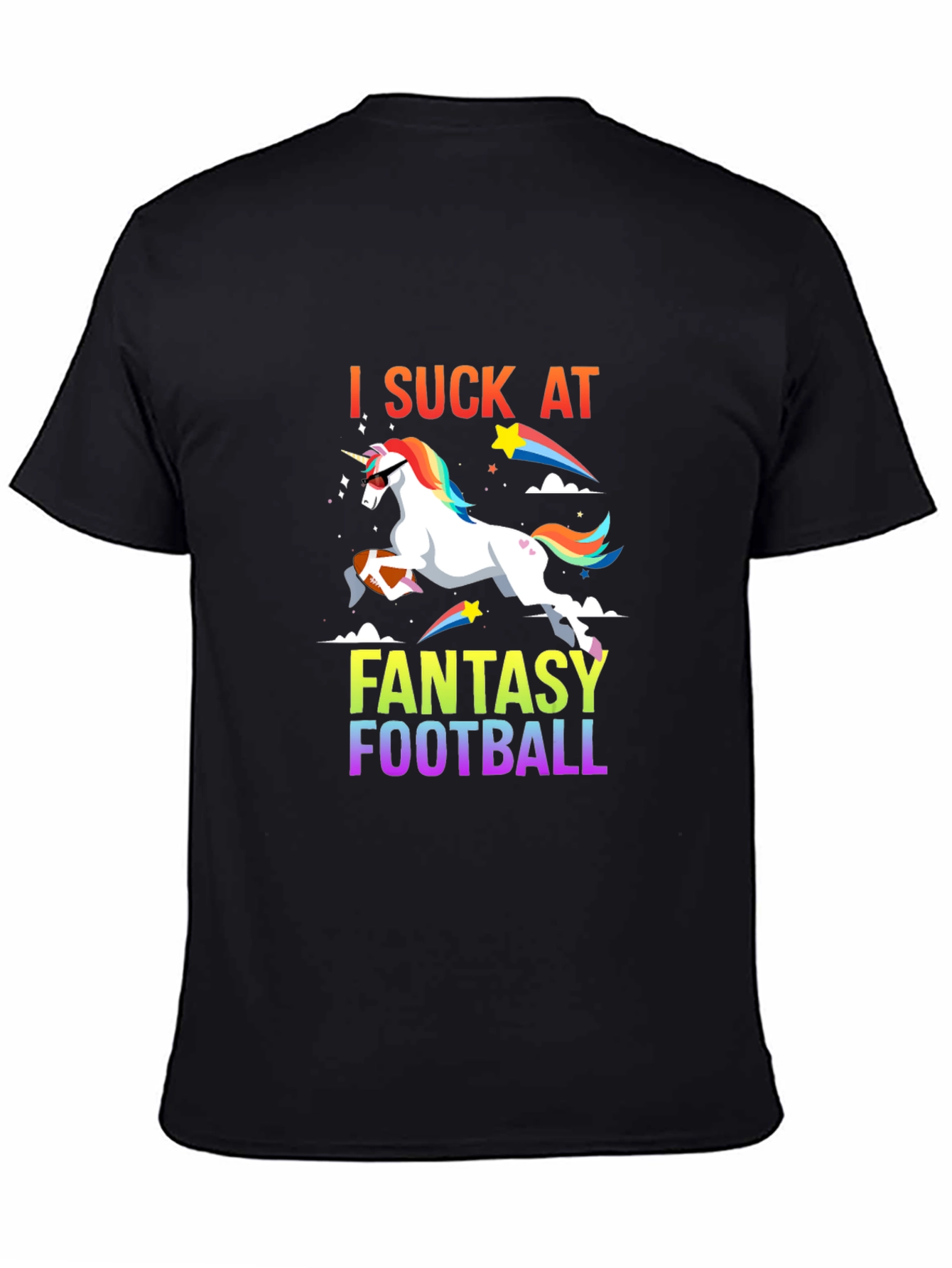 Black I Suck at Fantasy Football Graphic T-Shirt view 4