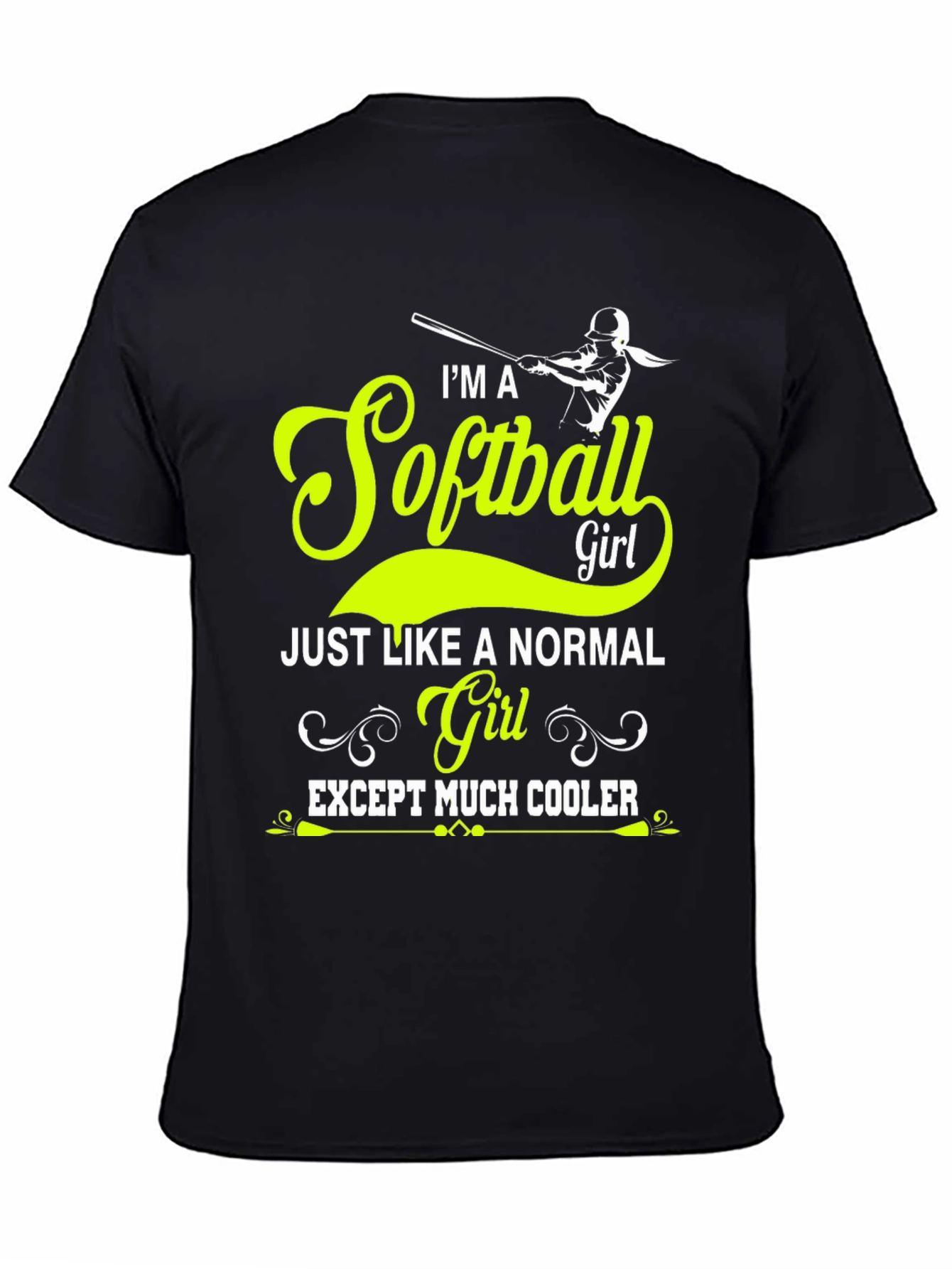 Black Softball Girl T-Shirt - Much Cooler view 4
