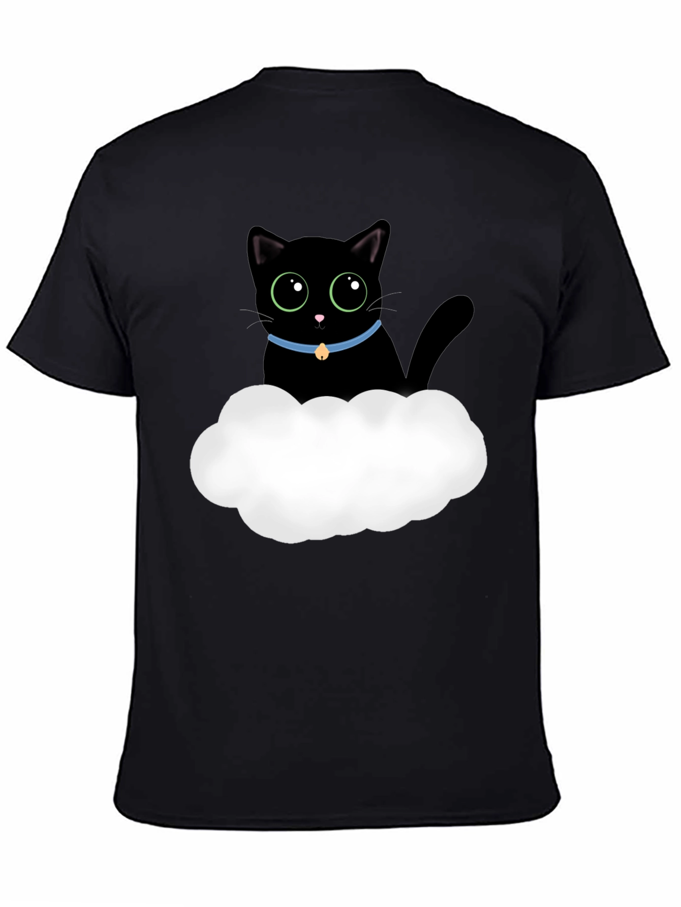 Black Cute Black Cat Cloud T-Shirt - Soft Cotton Tee view 4