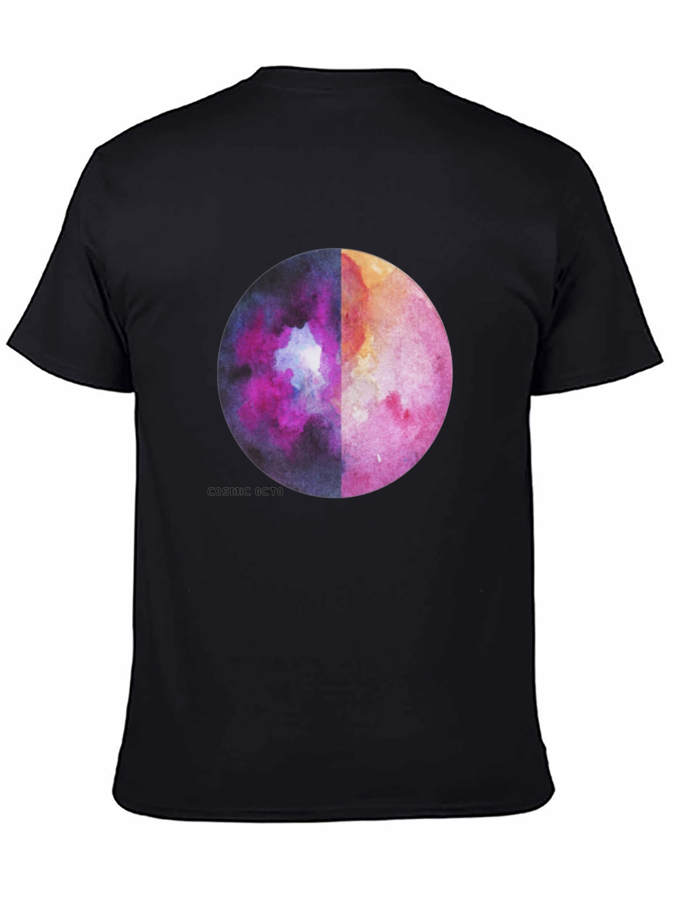 Black Cosmic Octo Moon Watercolor Graphic Tee view 4