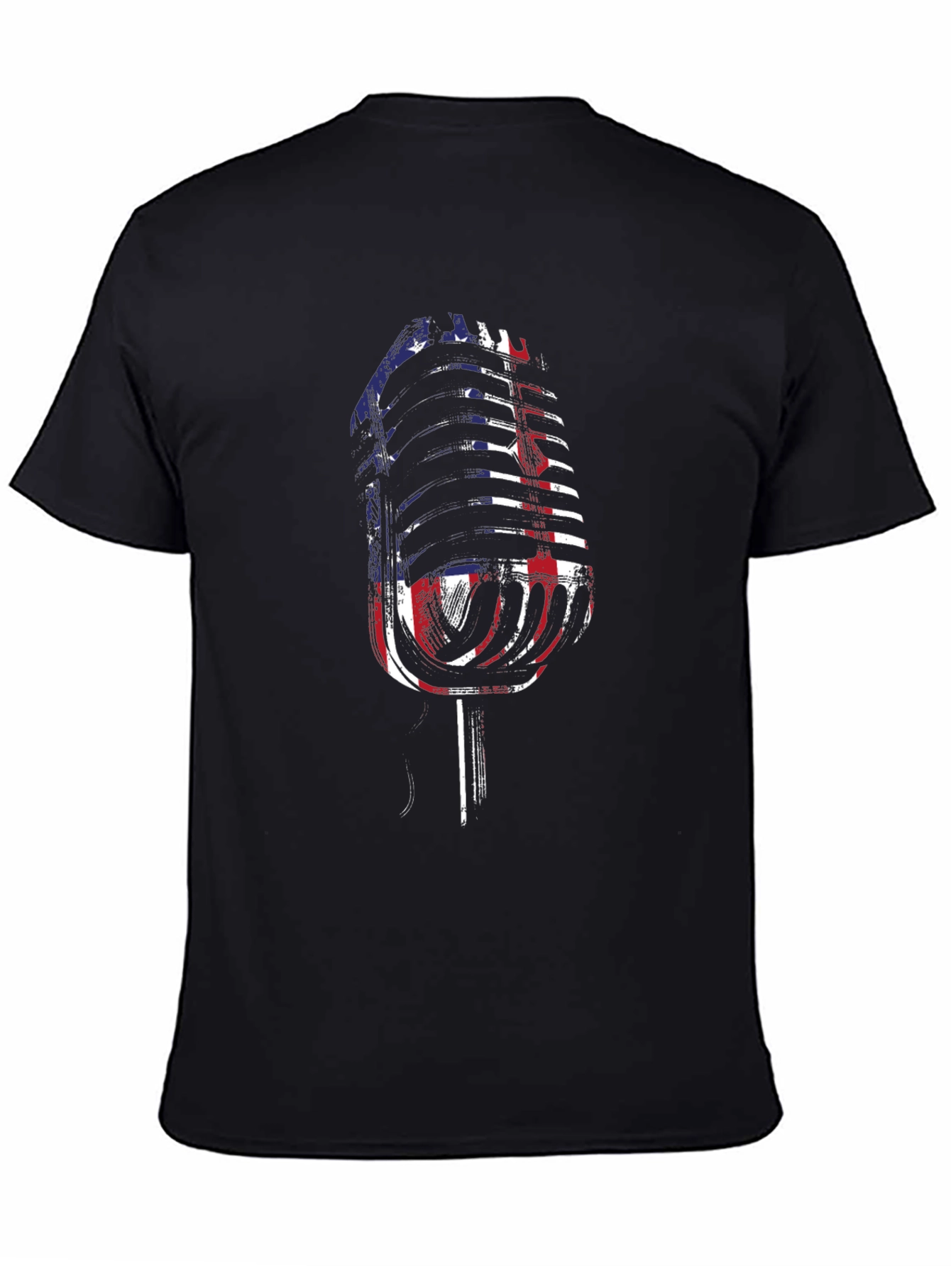 Black Vintage Microphone Graphic Tee - Black view 4