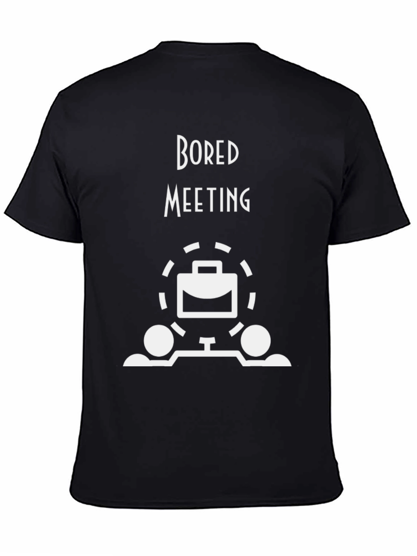 Black Bored Meeting Graphic Tee - Black Cotton Blend T-Shirt view 4