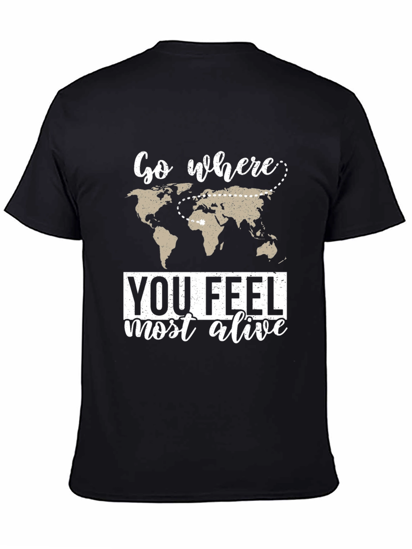 Black Travel Inspired Graphic Tee - Feel Most Alive view 4