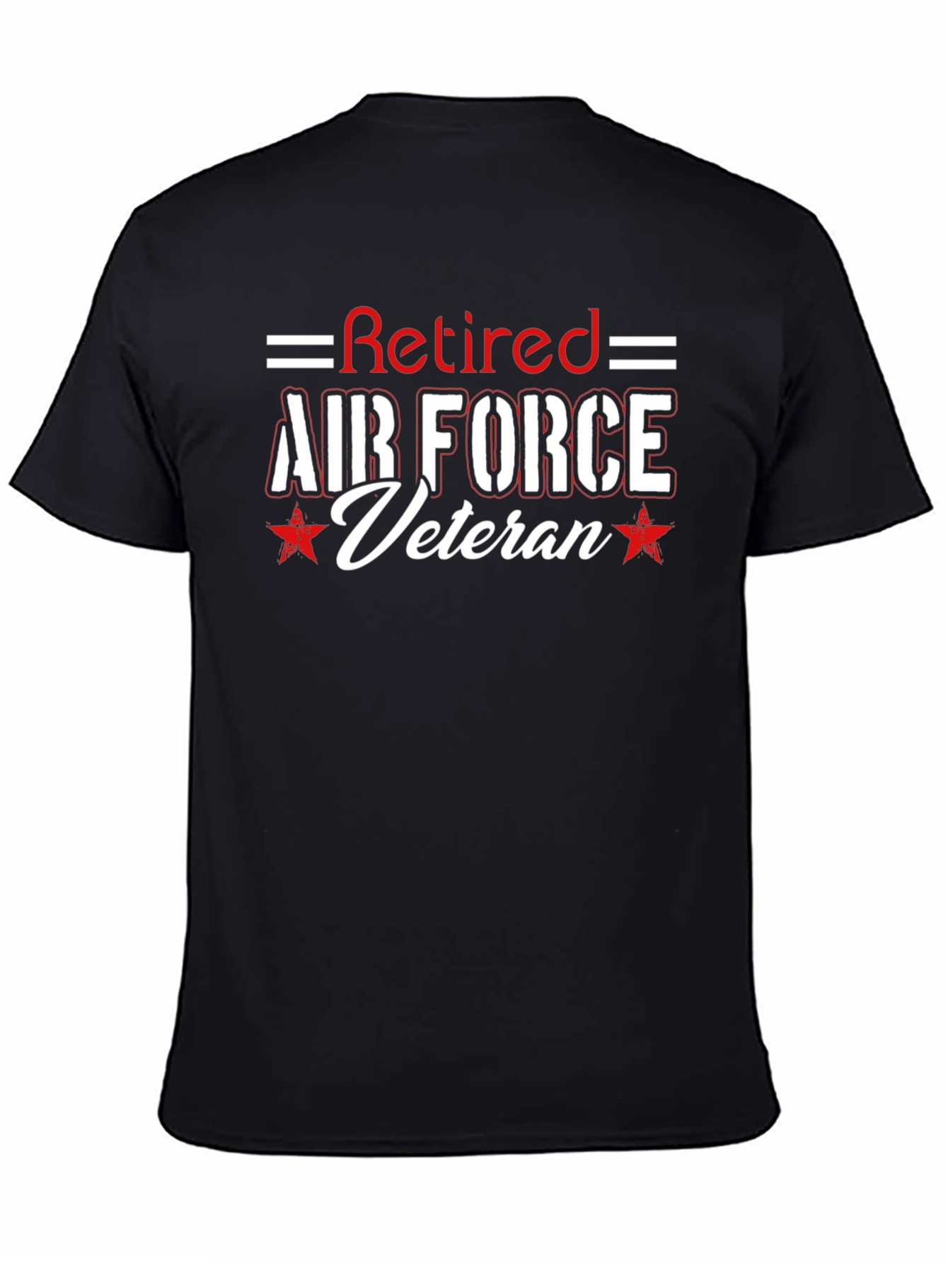 Black Retired Air Force Veteran Black T-Shirt view 4