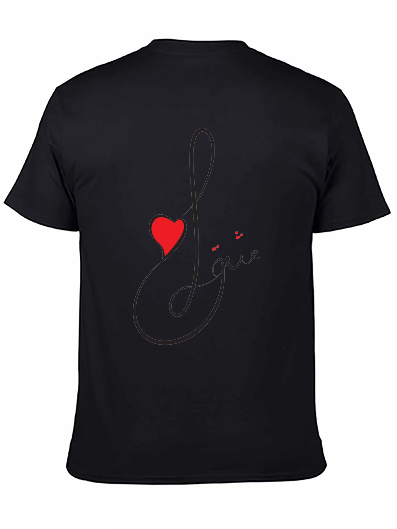 Black Love Script Black T-Shirt with Heart Accent view 4