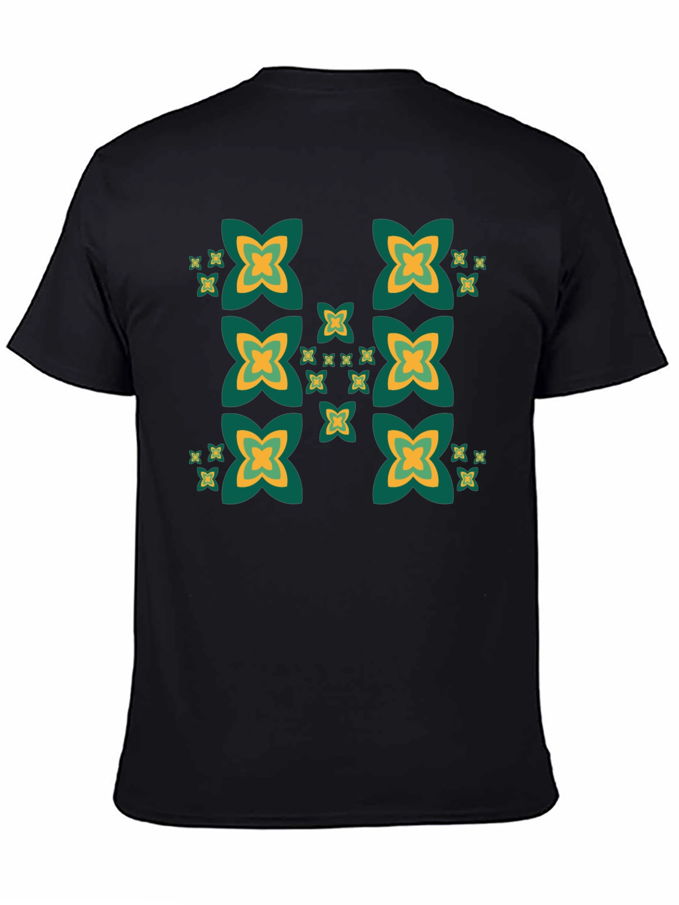 Black Black Tee with Geometric Clover Pattern view 4