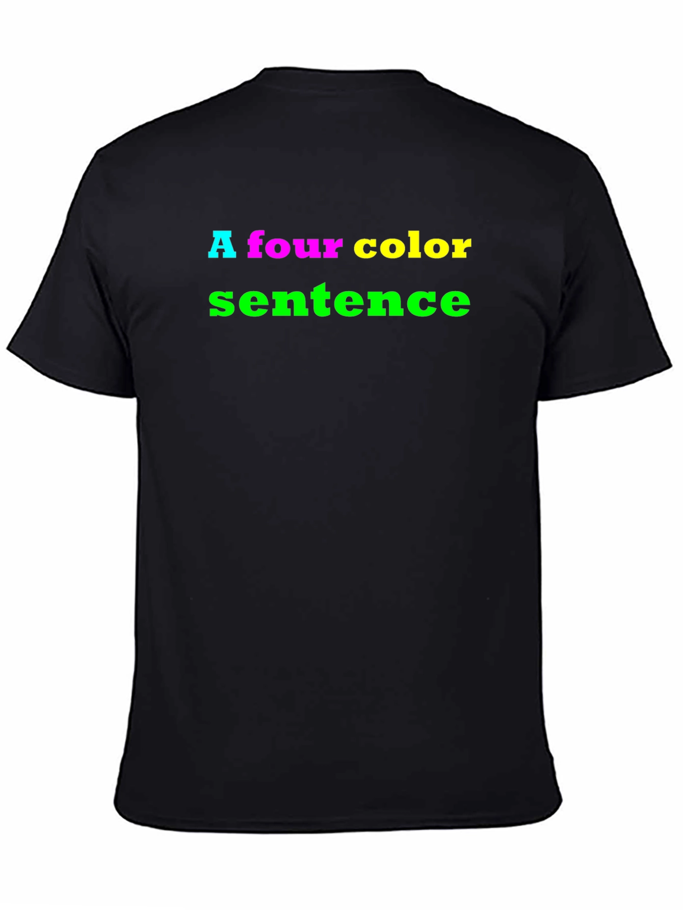 Black Four Color Sentence Graphic Tee - Black Cotton T-Shirt view 4