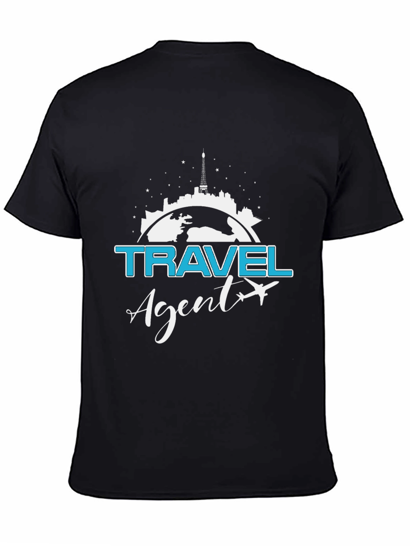 Black Travel Agent T-Shirt - Stylish Vacation Planning Apparel view 4