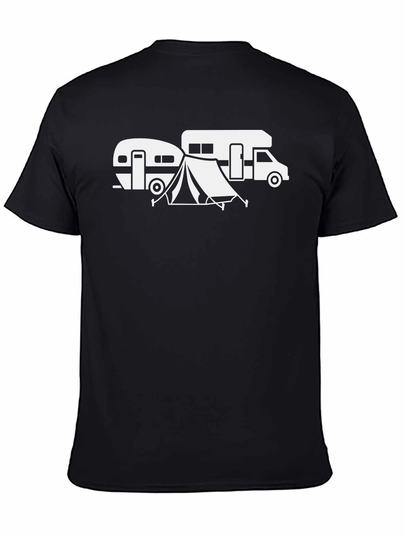 Black Camping Adventure Graphic Tee - RV and Tent view 4