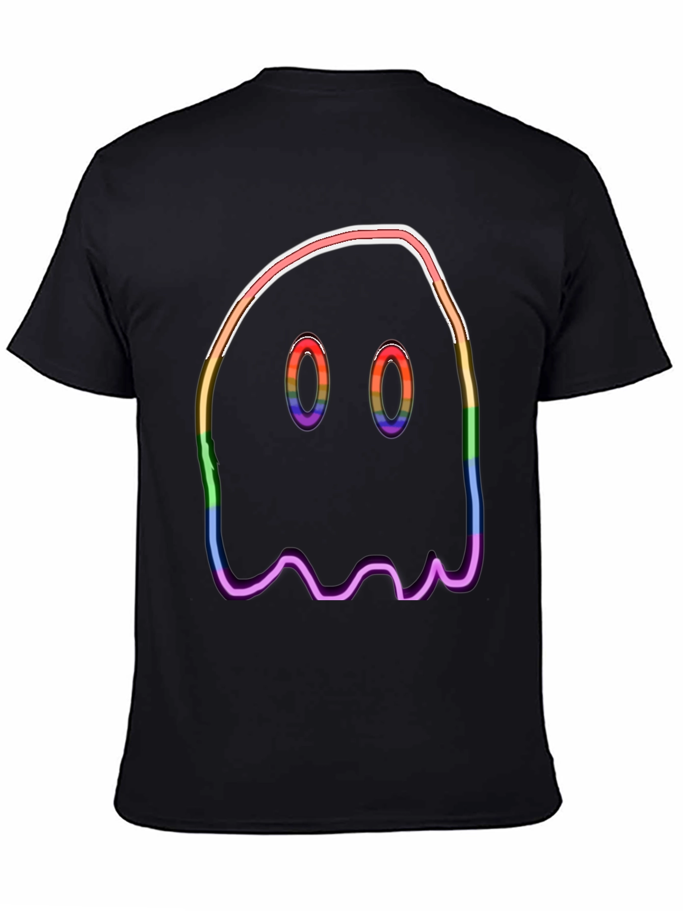 Black Rainbow Ghost Graphic Tee - Halloween Spooky Shirt view 4