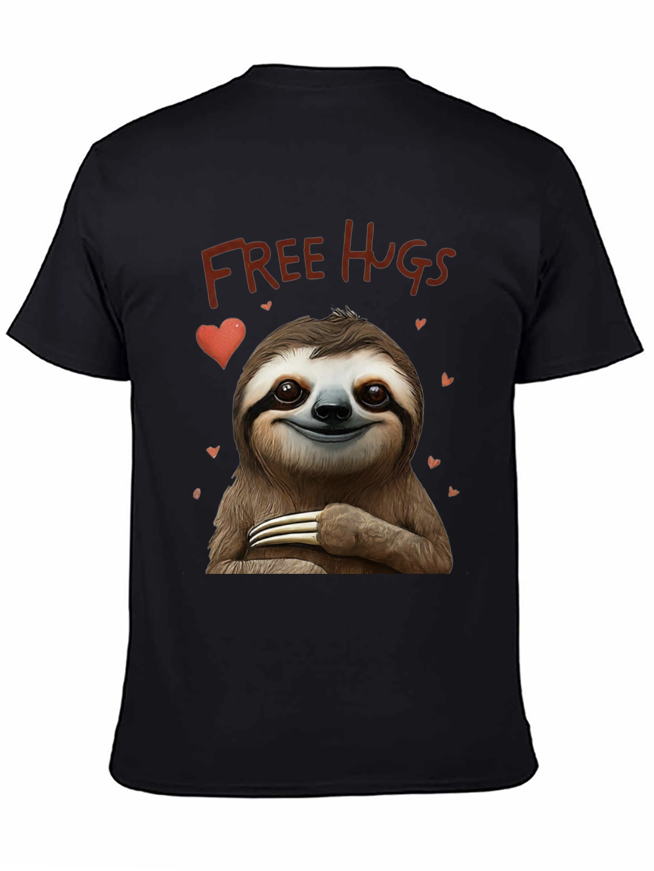 Black Sloth Free Hugs Graphic T-Shirt view 4