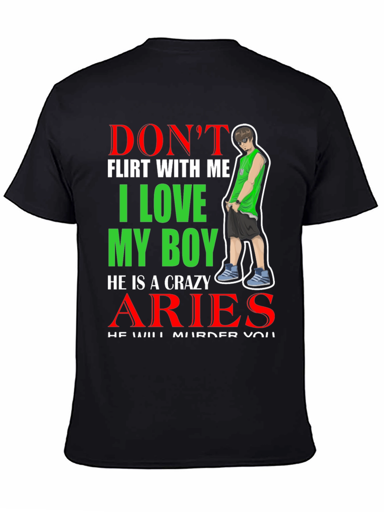 Black Don't Flirt With Me, Aries Boy T-Shirt view 4