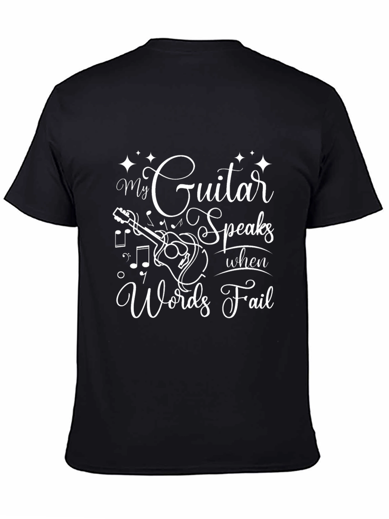 Black Guitar Speaks T-Shirt - Musician Apparel view 4