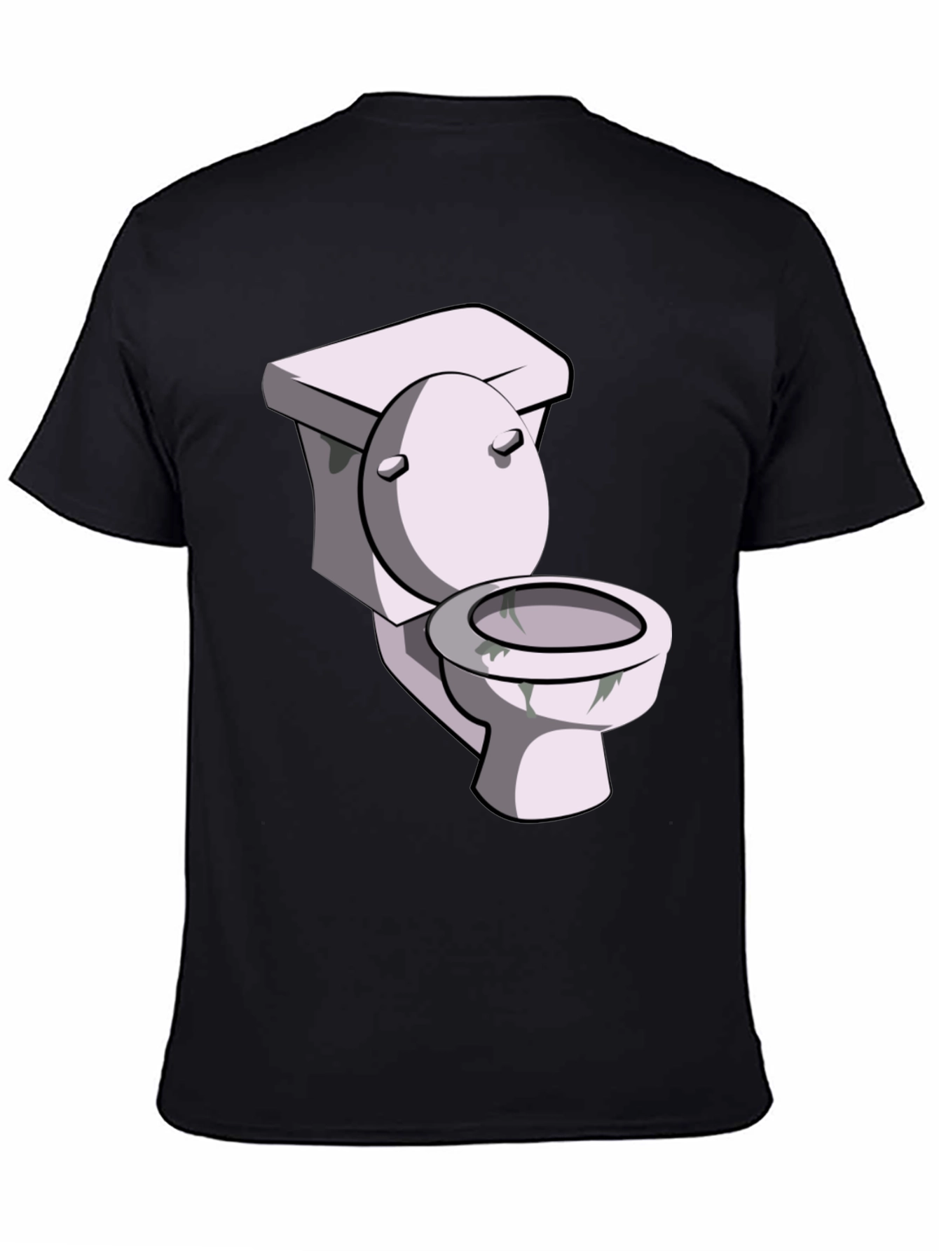 Black Toilet Humor Graphic Tee - Black Cotton T-Shirt view 4