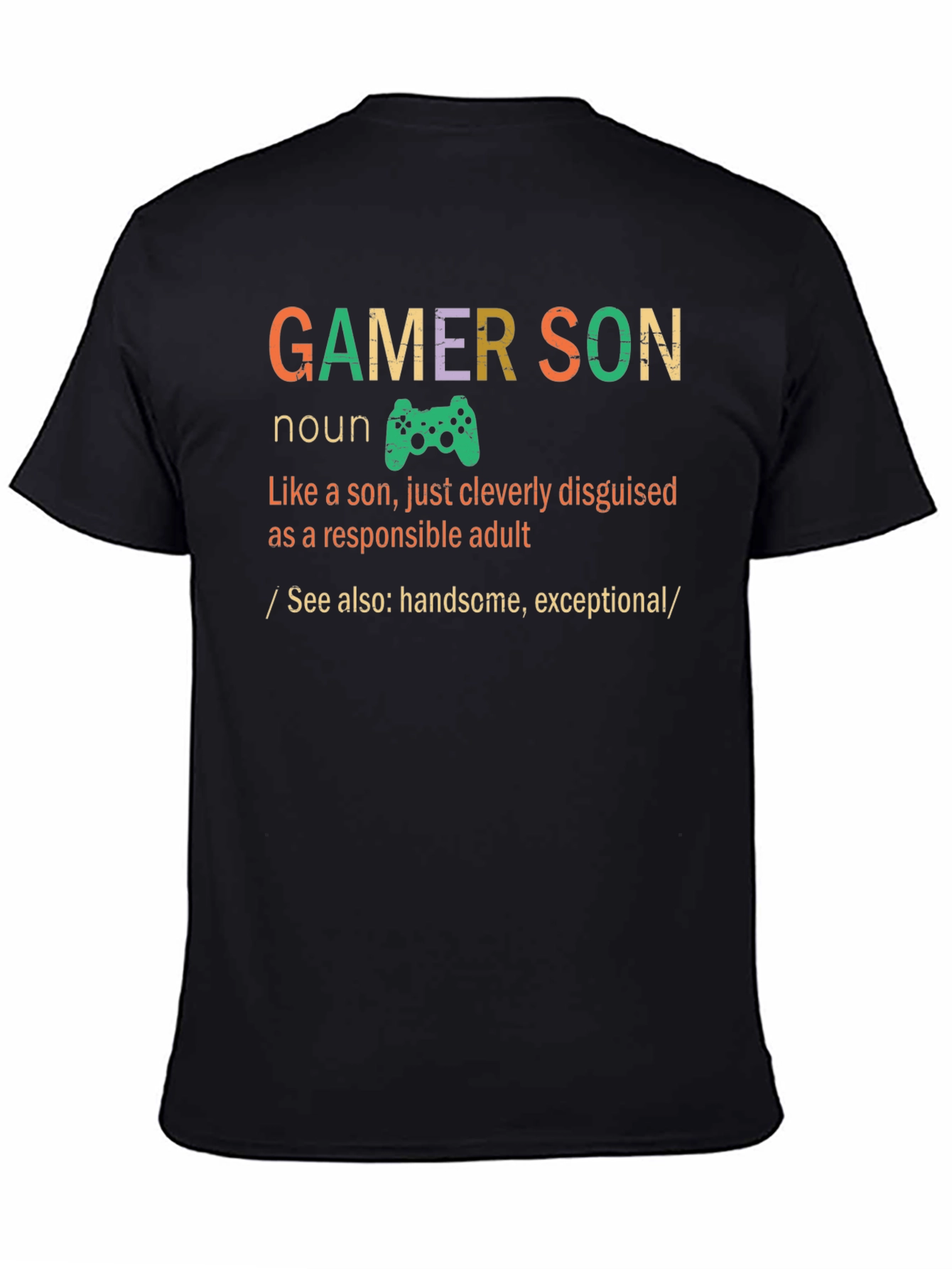 Black Gamer Son Funny Graphic T-Shirt view 4