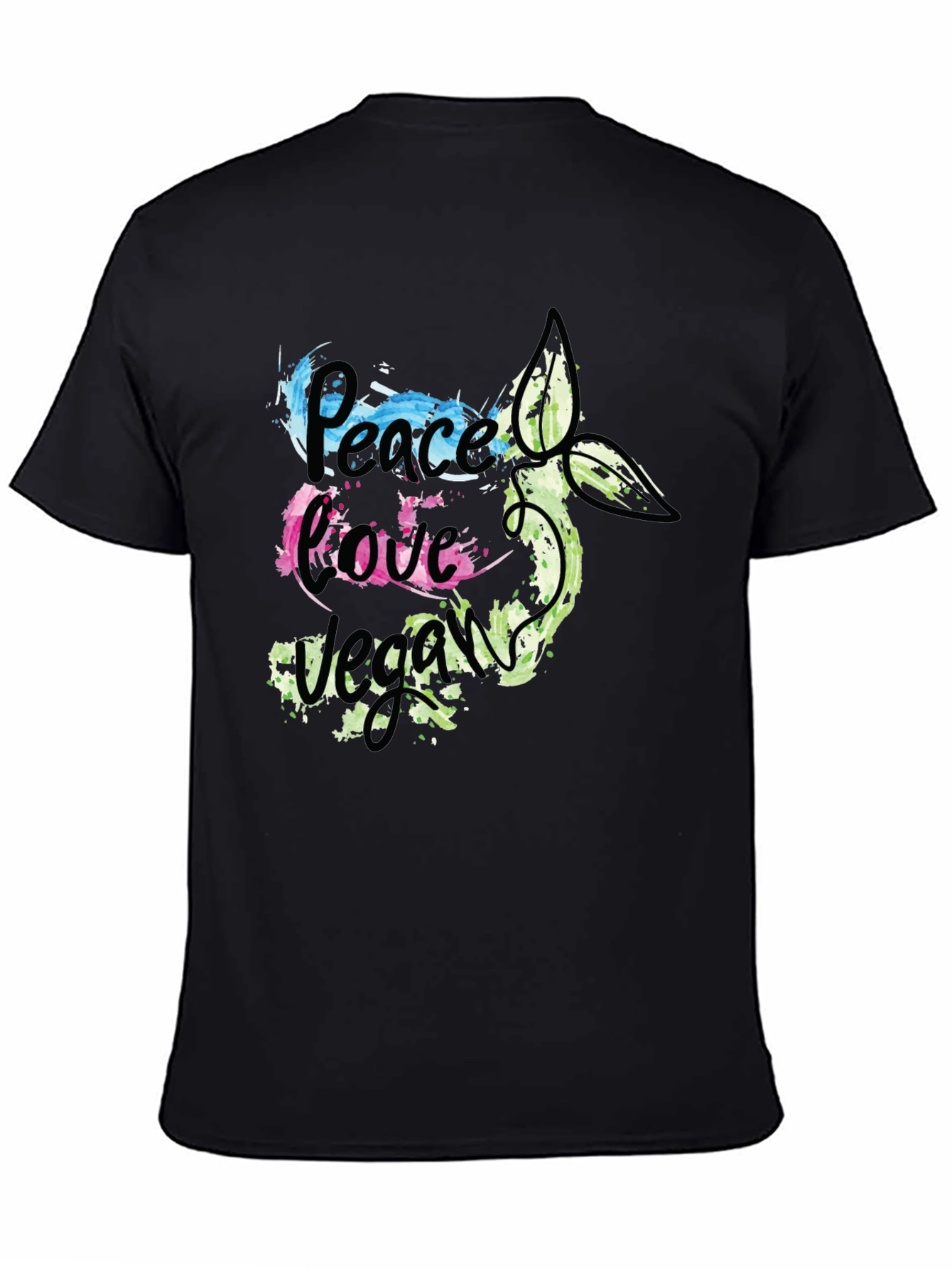 Black Peace Love Vegan Graphic T-Shirt view 4