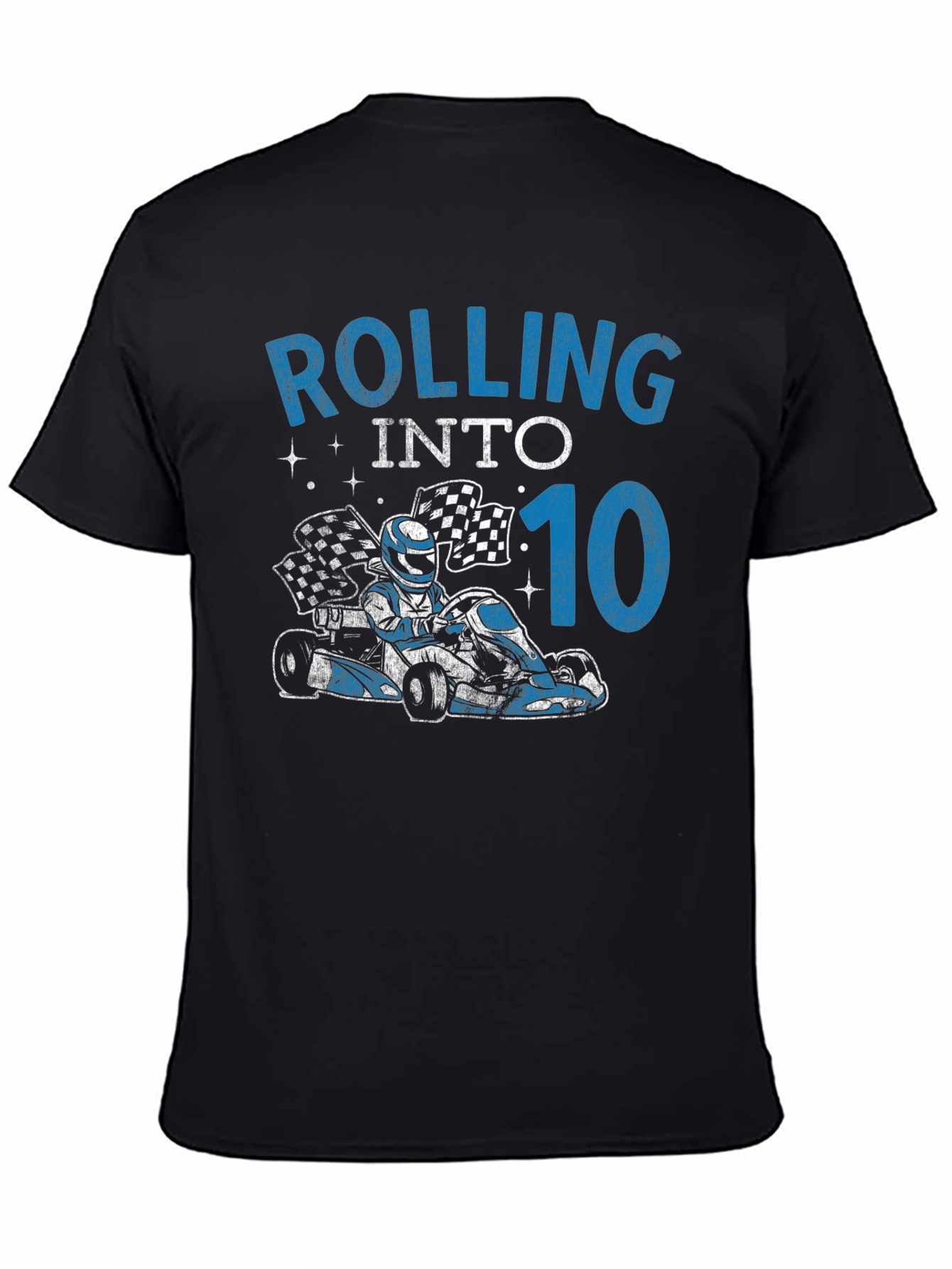 Black Rolling Into 10 Birthday T-Shirt Go Kart Racing Tee view 4