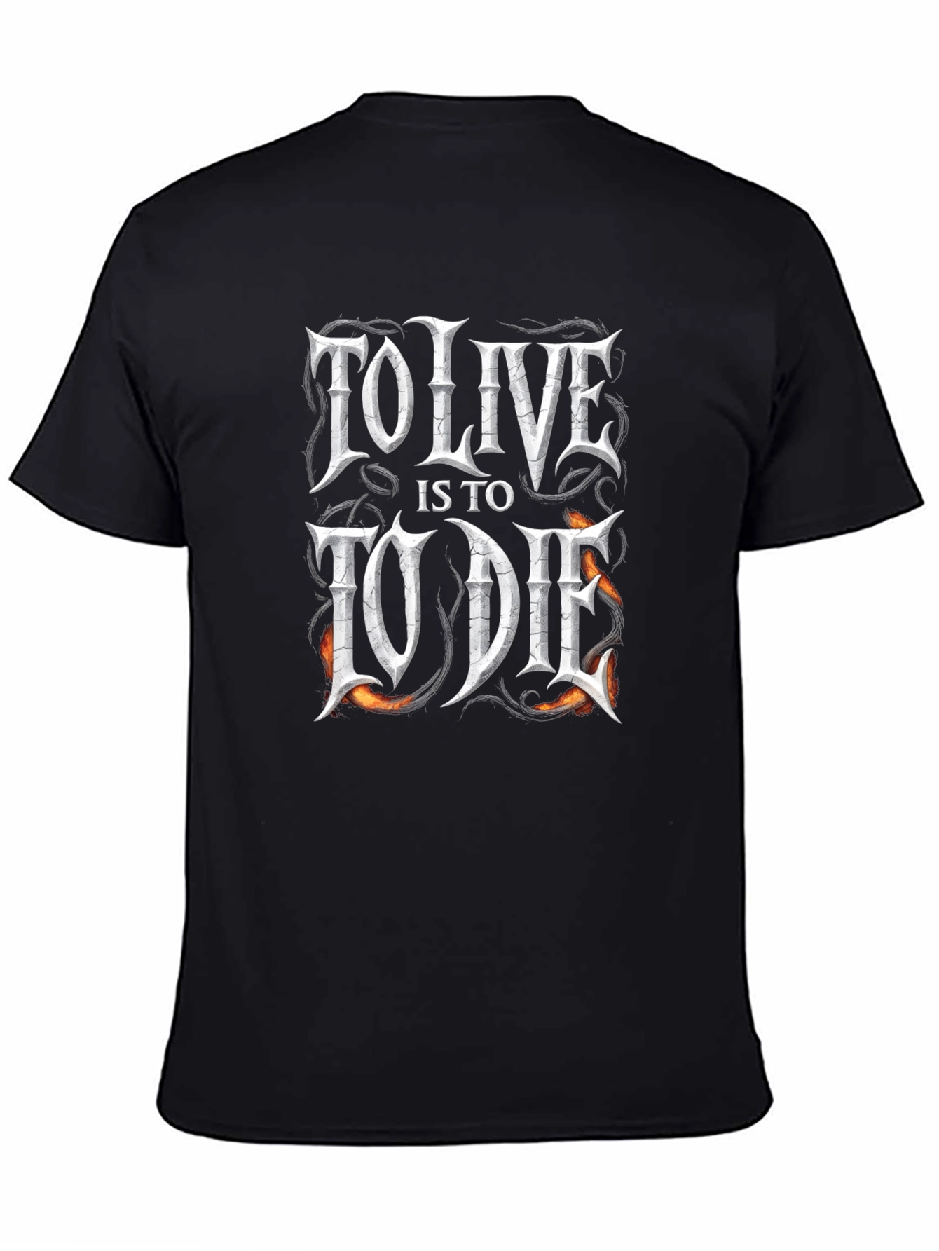 Black To Live is To Die Graphic Print Black T-Shirt view 4
