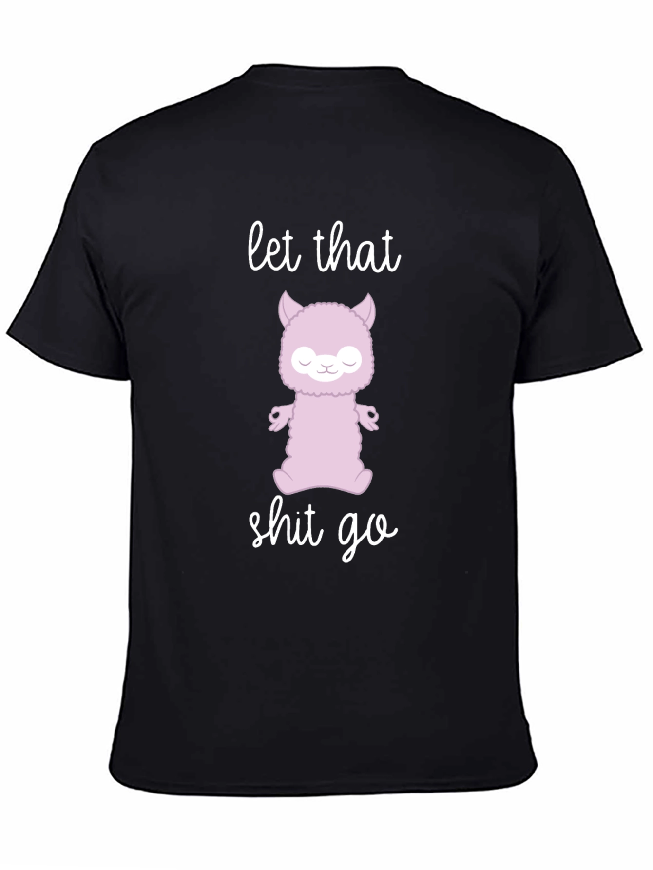 Black Zen Alpaca Meditation T-Shirt - Let That Go view 4
