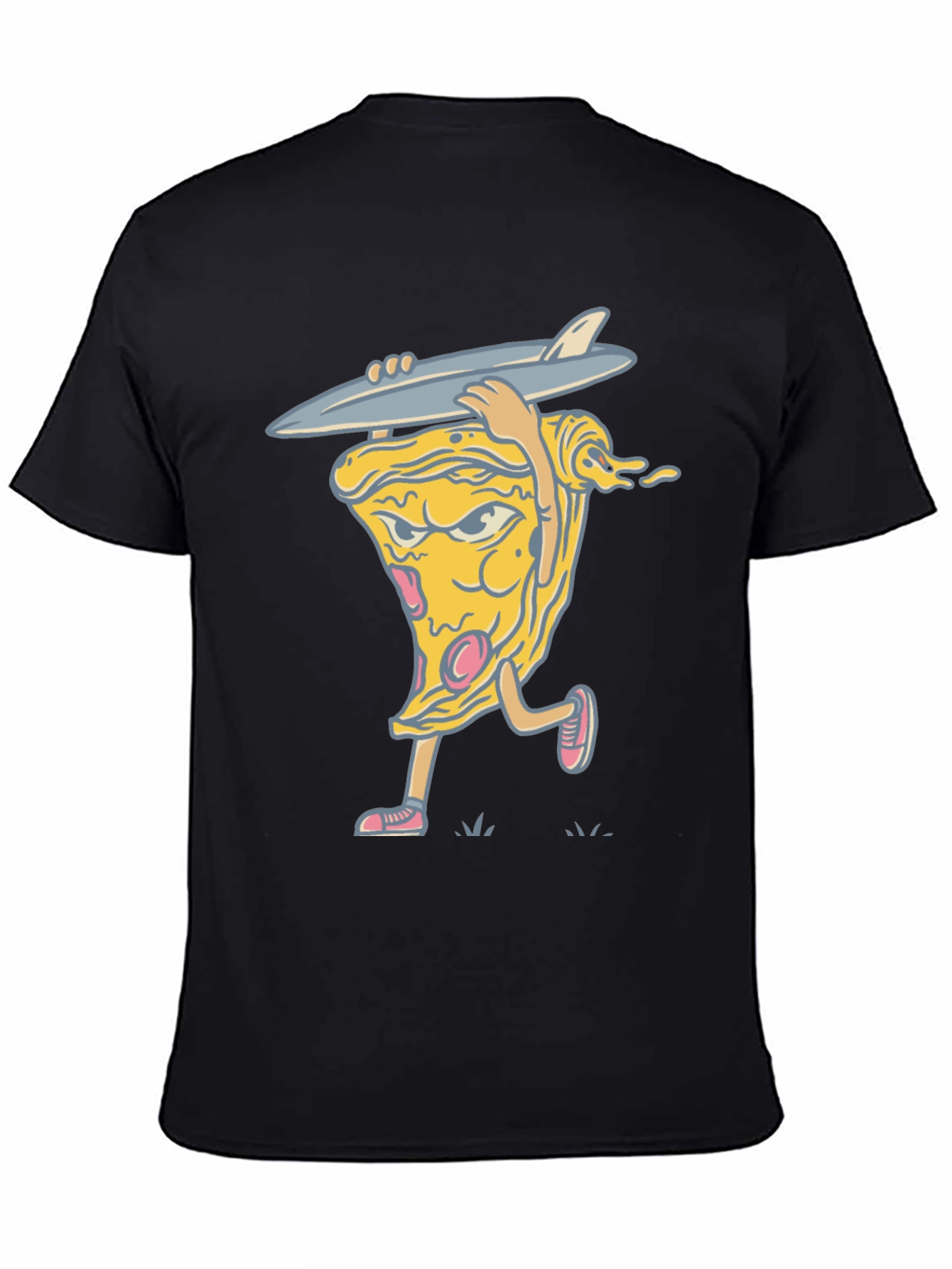 Black Pizza Surfer Graphic Tee - Cool Casual Wear view 4
