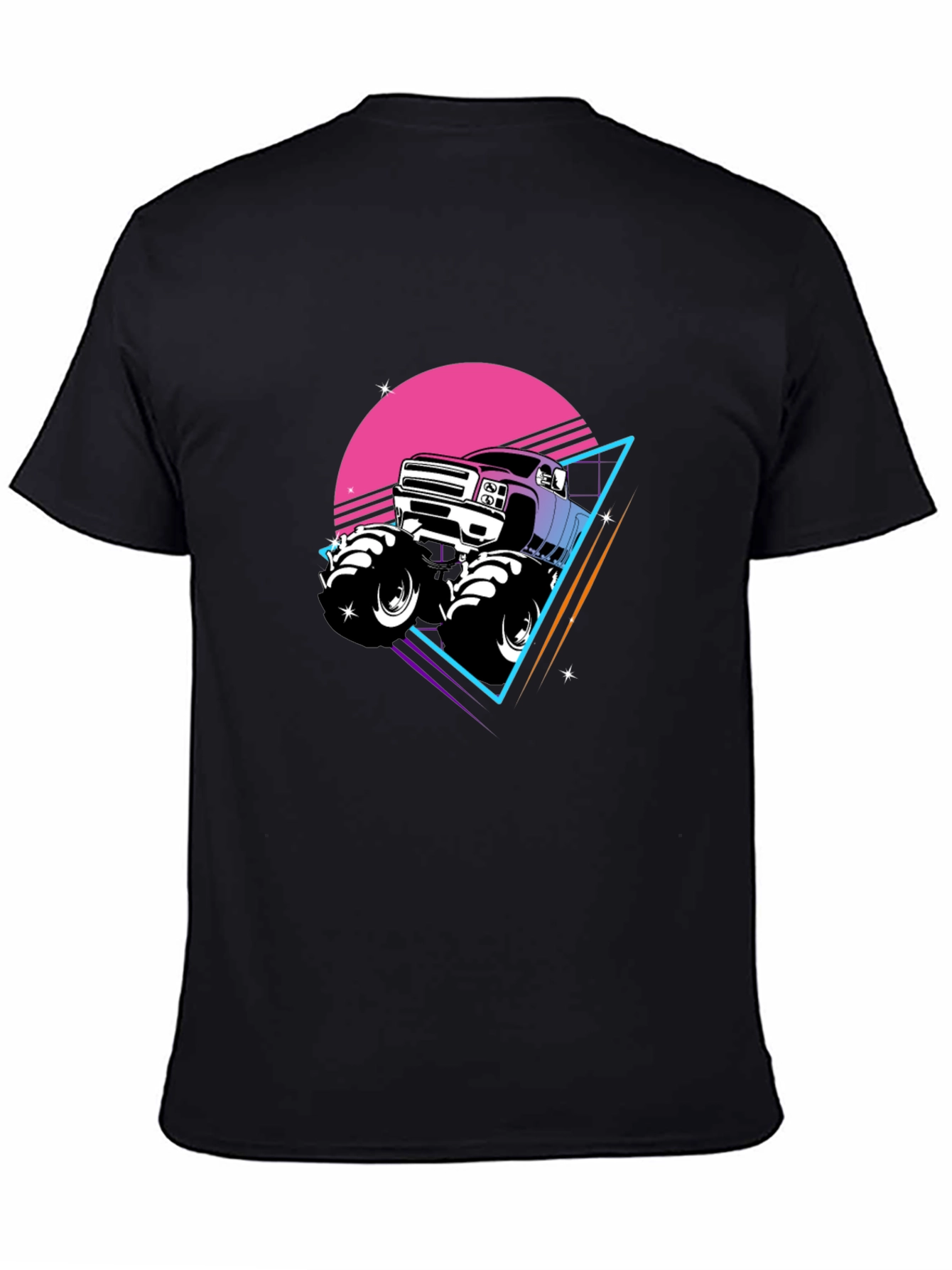 Black Retro Monster Truck Graphic Tee view 4