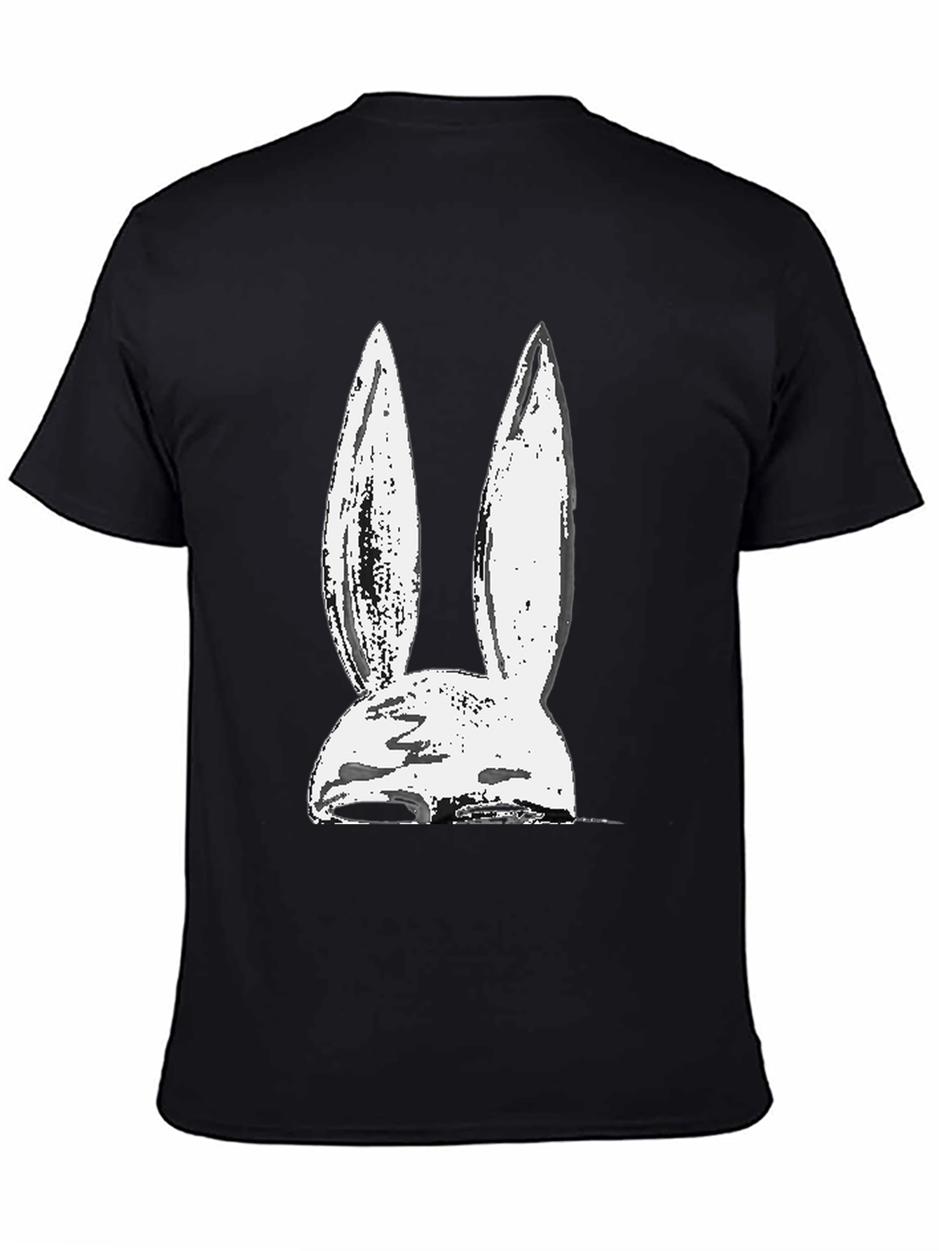 Black Abstract Bunny Graphic Tee - Black Cotton Blend view 4
