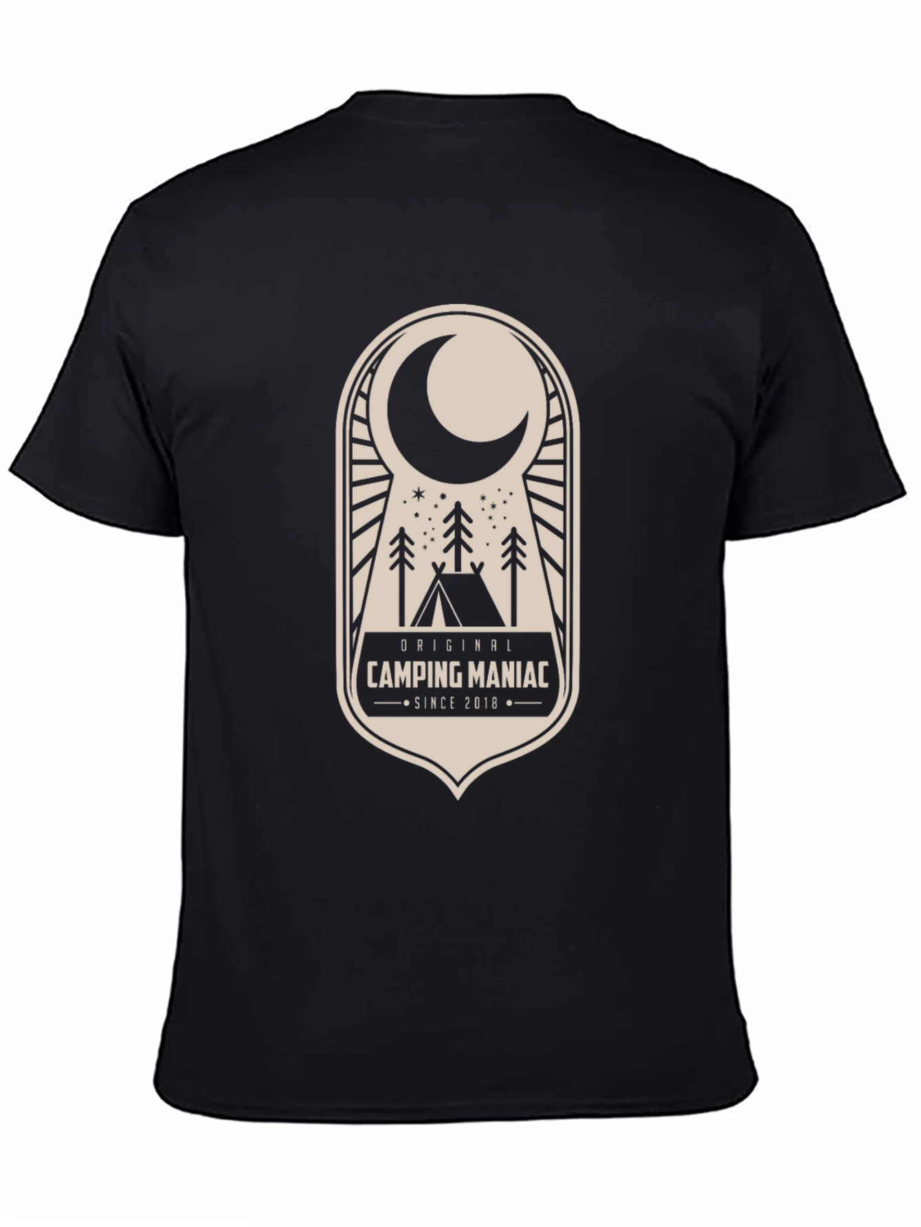 Black Camping Maniac T-Shirt: Outdoor Adventure Apparel view 4