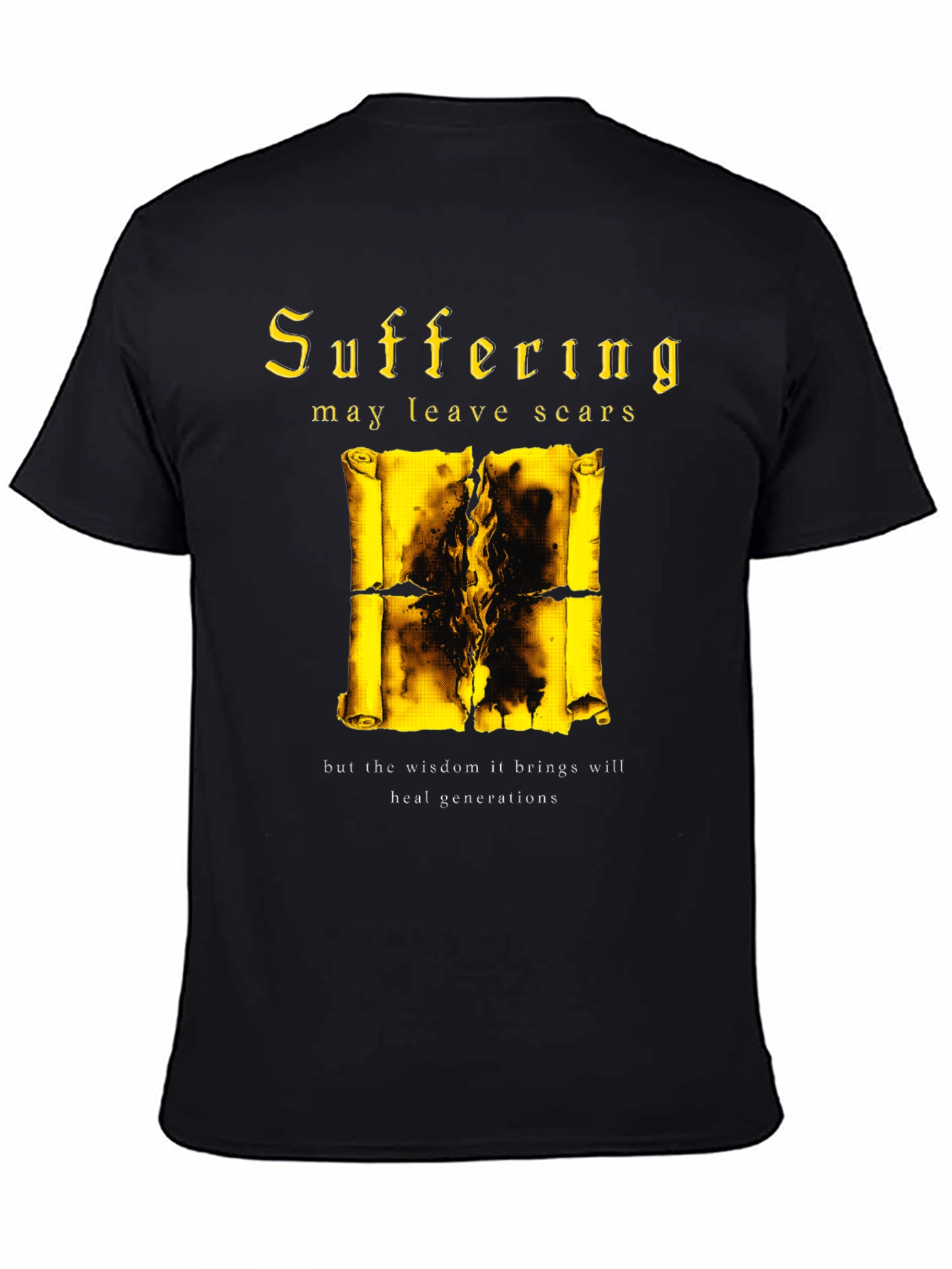 Black Suffering Wisdom Graphic Tee - Black Cotton Blend view 4