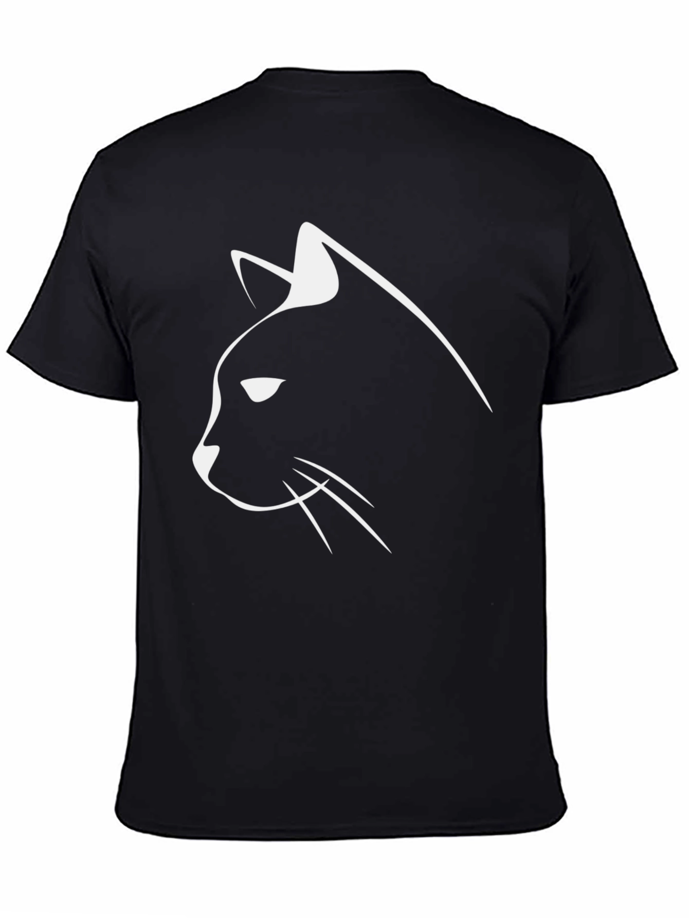 Black Minimalist Cat Graphic T-Shirt - Black view 4