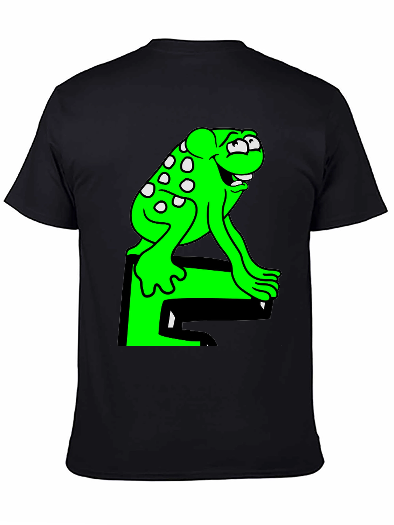 Black Fun Frog Graphic Tee - Black Cotton T-Shirt view 4
