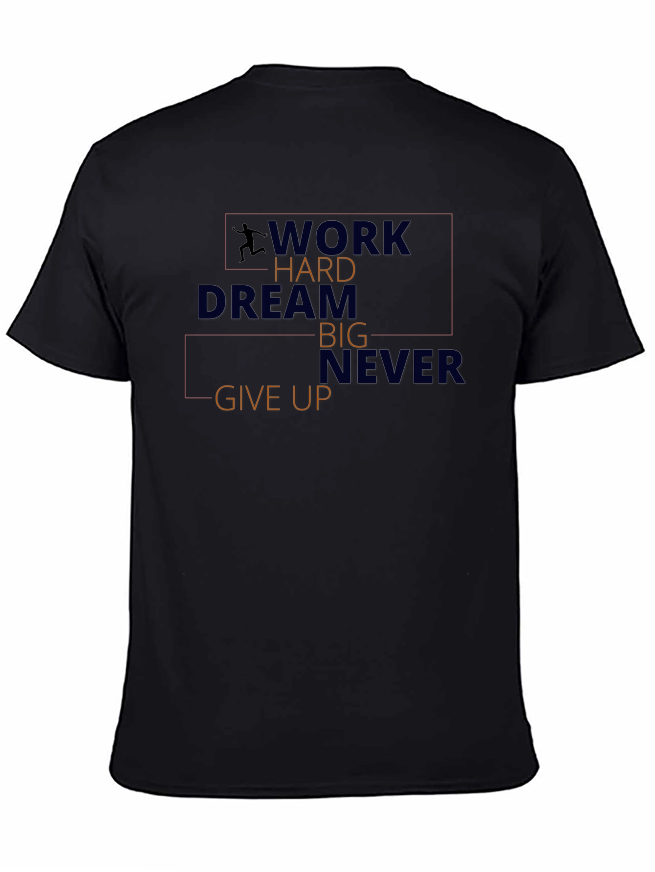 Black Motivational Black T-Shirt: Work Hard, Dream Big view 4