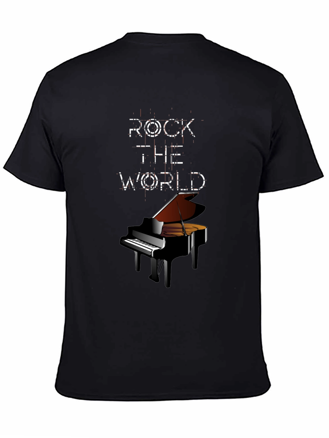 Black Rock the World Piano Graphic Tee - Black view 4