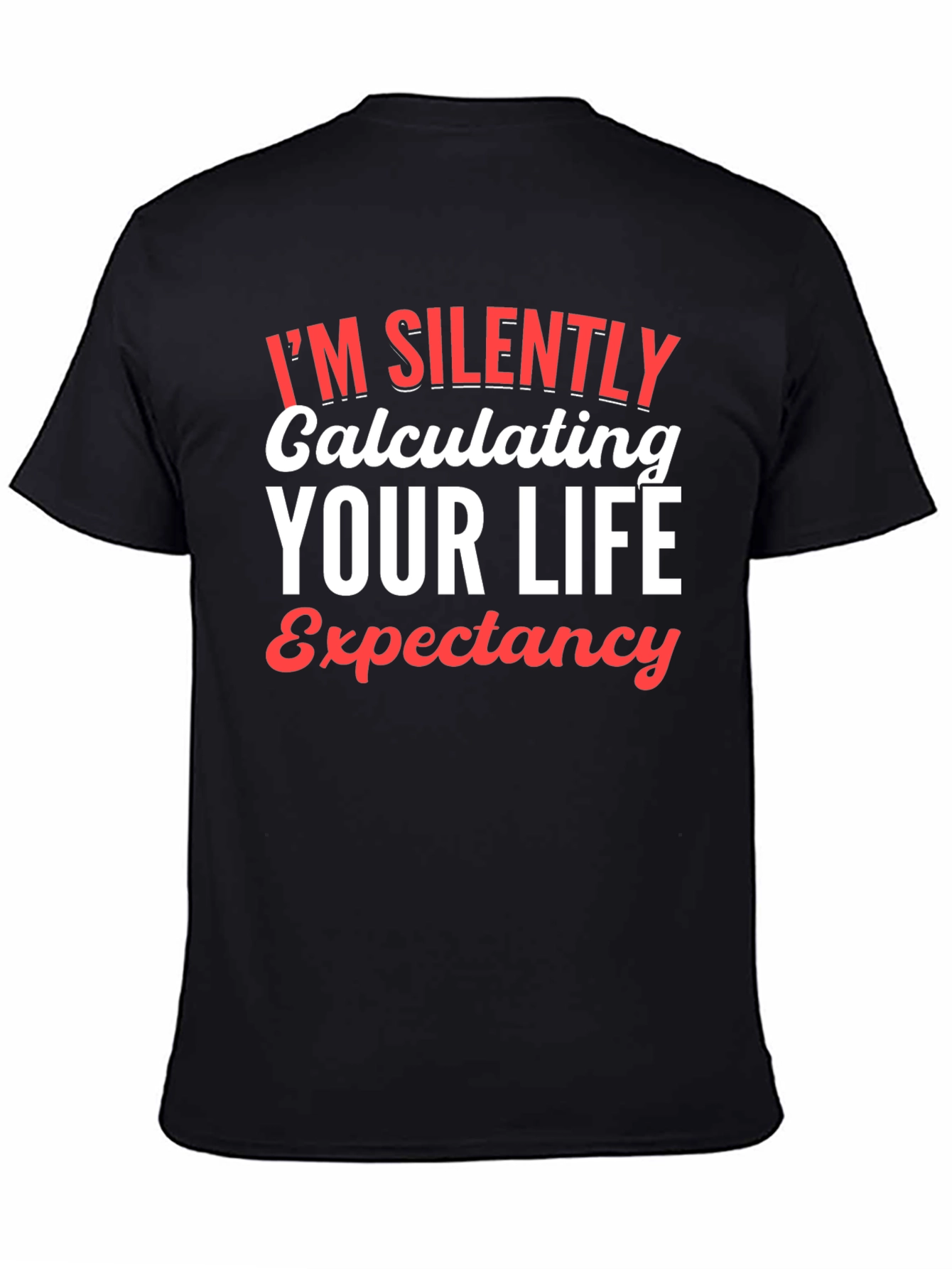 Black Calculating Life Expectancy Graphic T-Shirt view 4