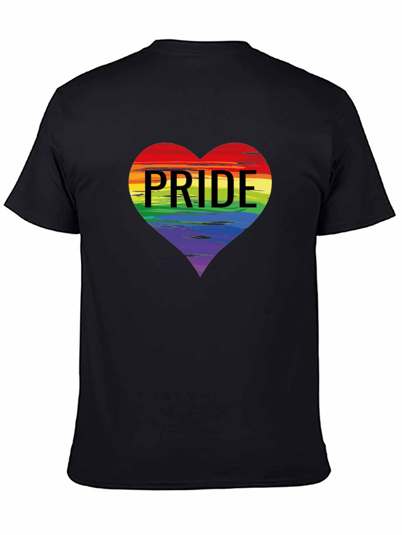 Black Pride Heart Graphic T-Shirt - Black Crew Neck Tee view 4