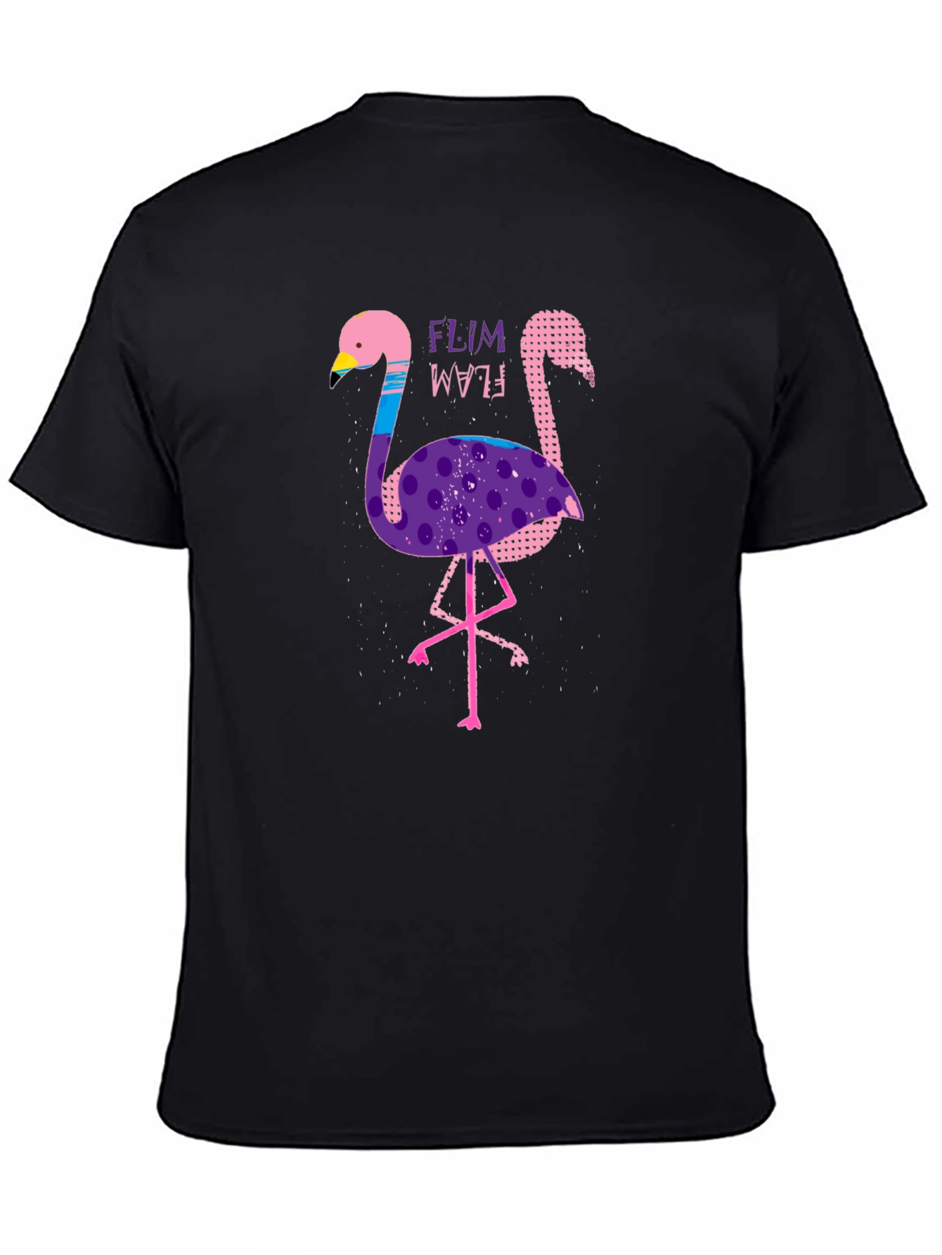 Black Funky Flamingo Graphic Tee - Stylish Black T-Shirt view 4