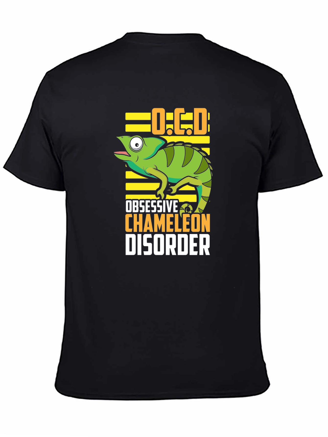 Black OCD Obsessive Chameleon Disorder T-Shirt view 4